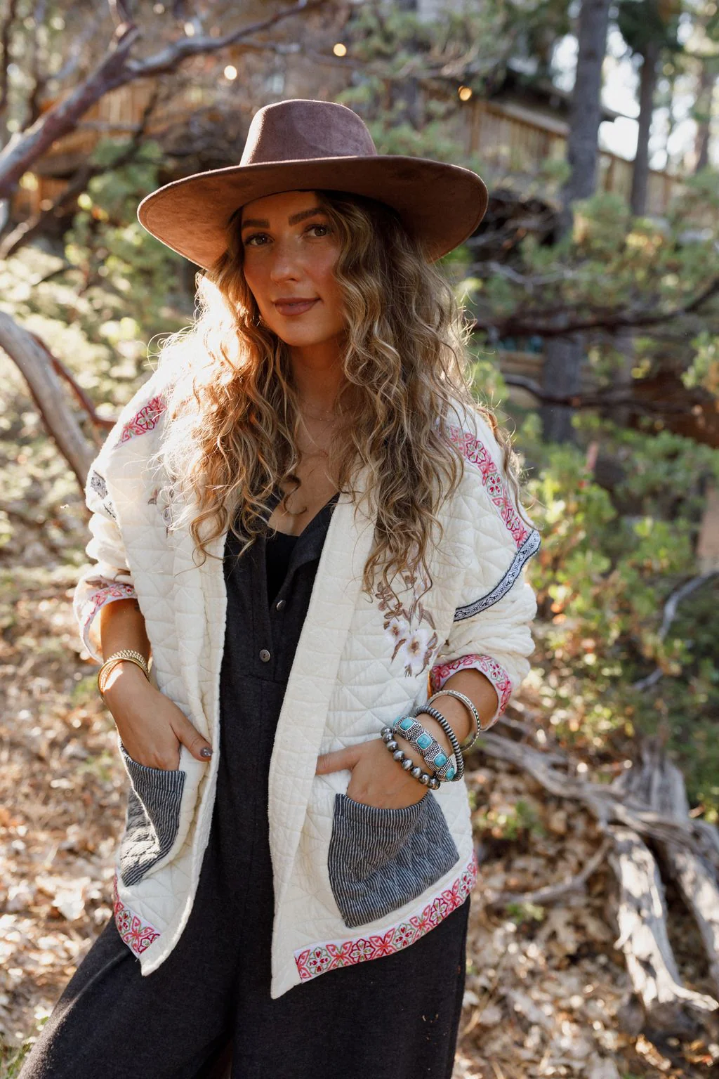 Adeline Embroidered Jacket - Cream - Image 6