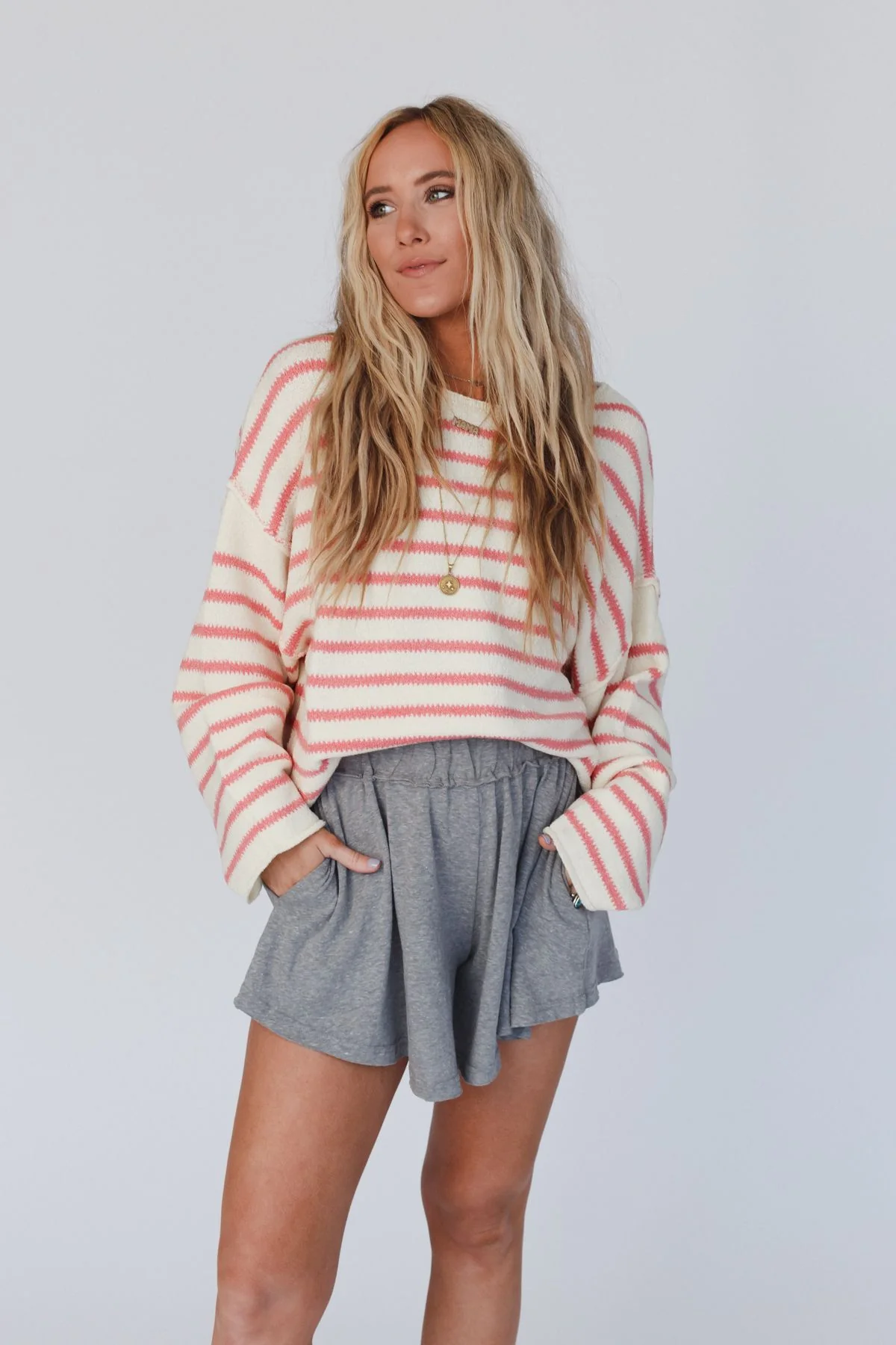 All My Stripes Oversized Sweater - Cream Pink - Image 3