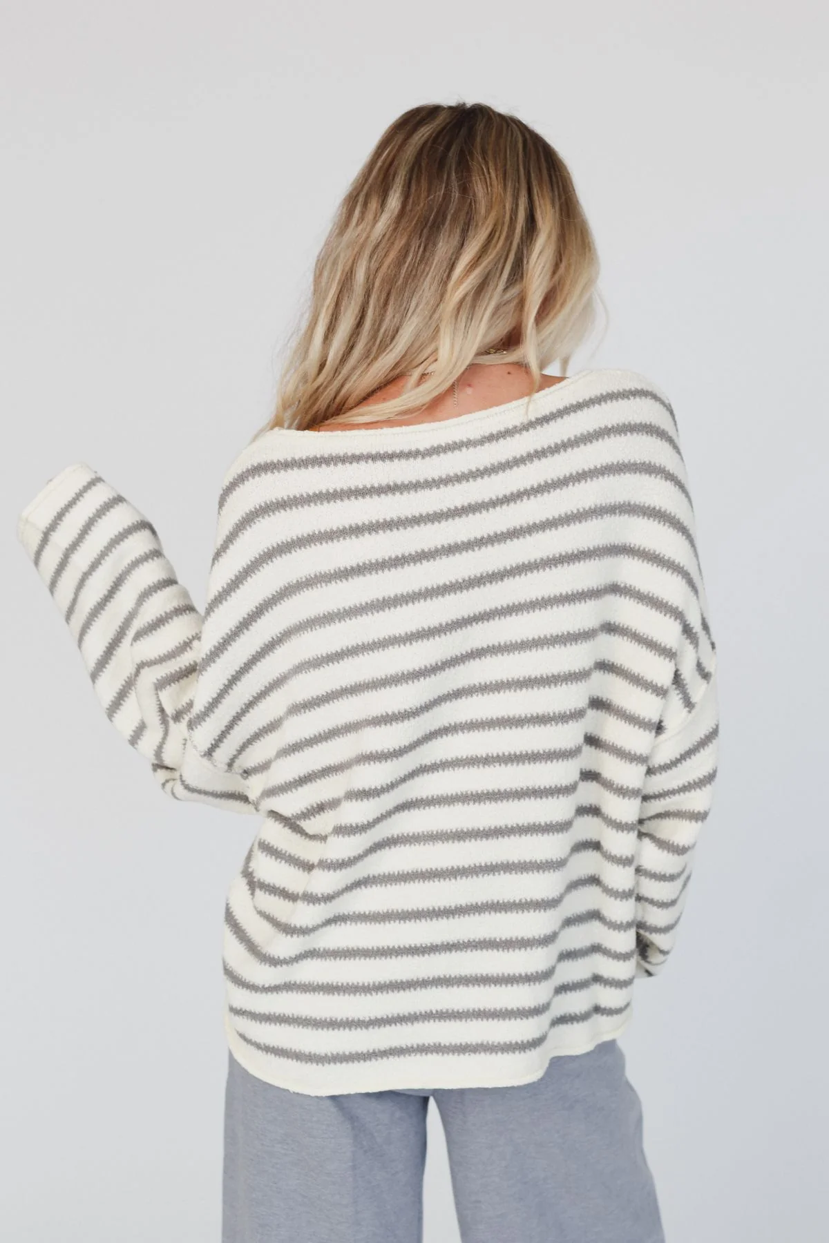 All My Stripes Oversized Sweater - Ivory Gray - Image 6