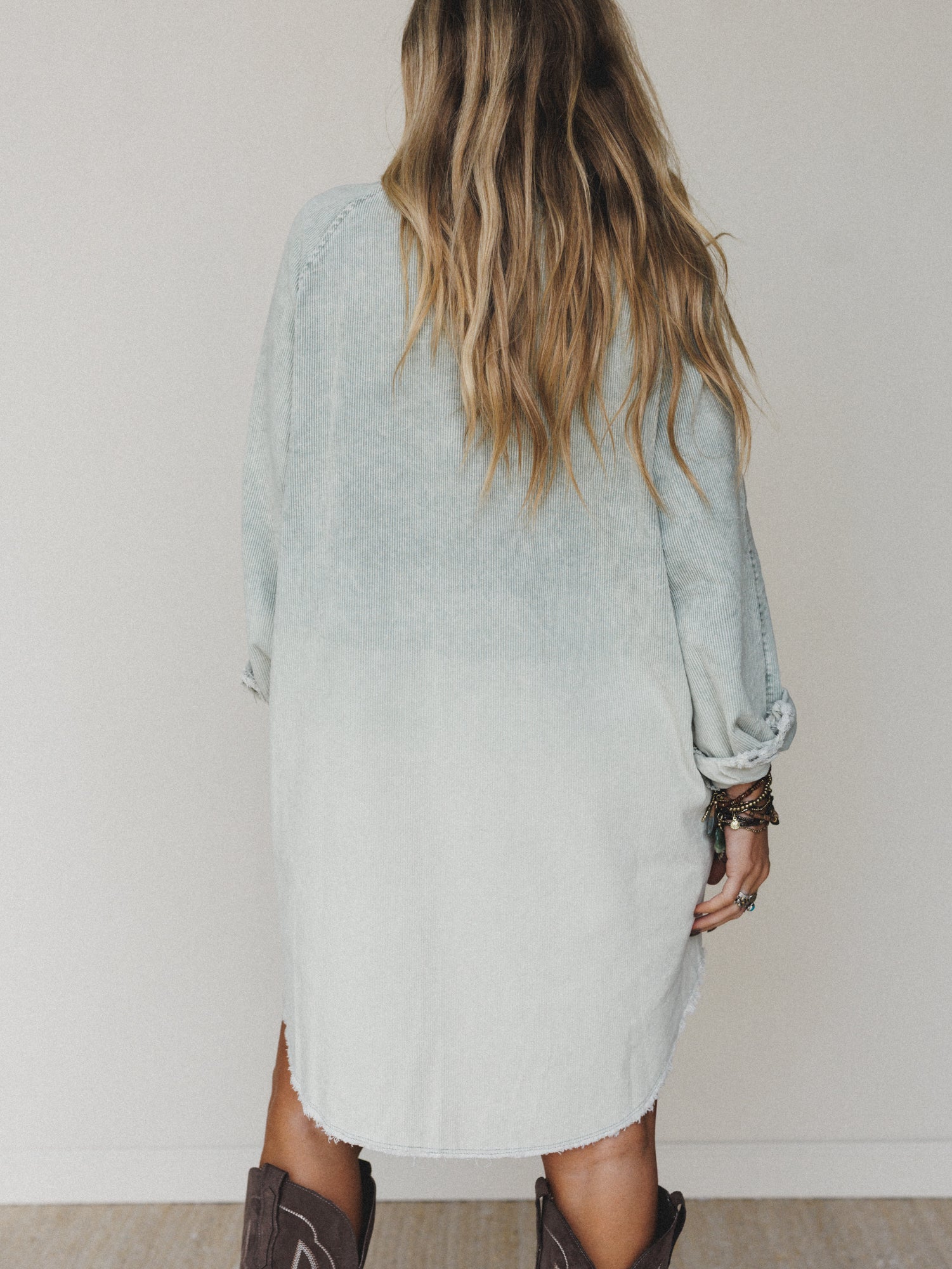 All You Do Tie Dye Corduroy Tunic Dress - Sage - Image 7
