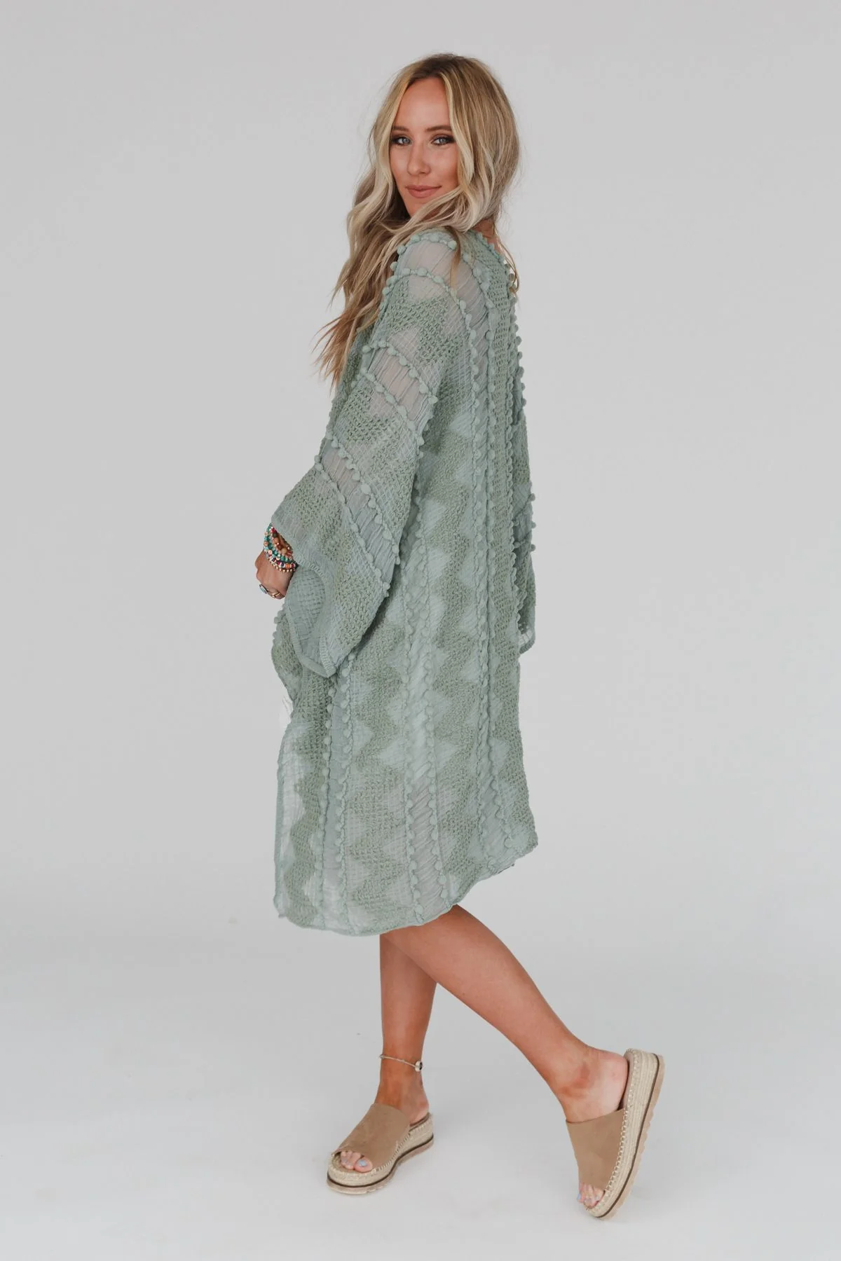 Bali Embroidered Kimono - Sage - Image 6