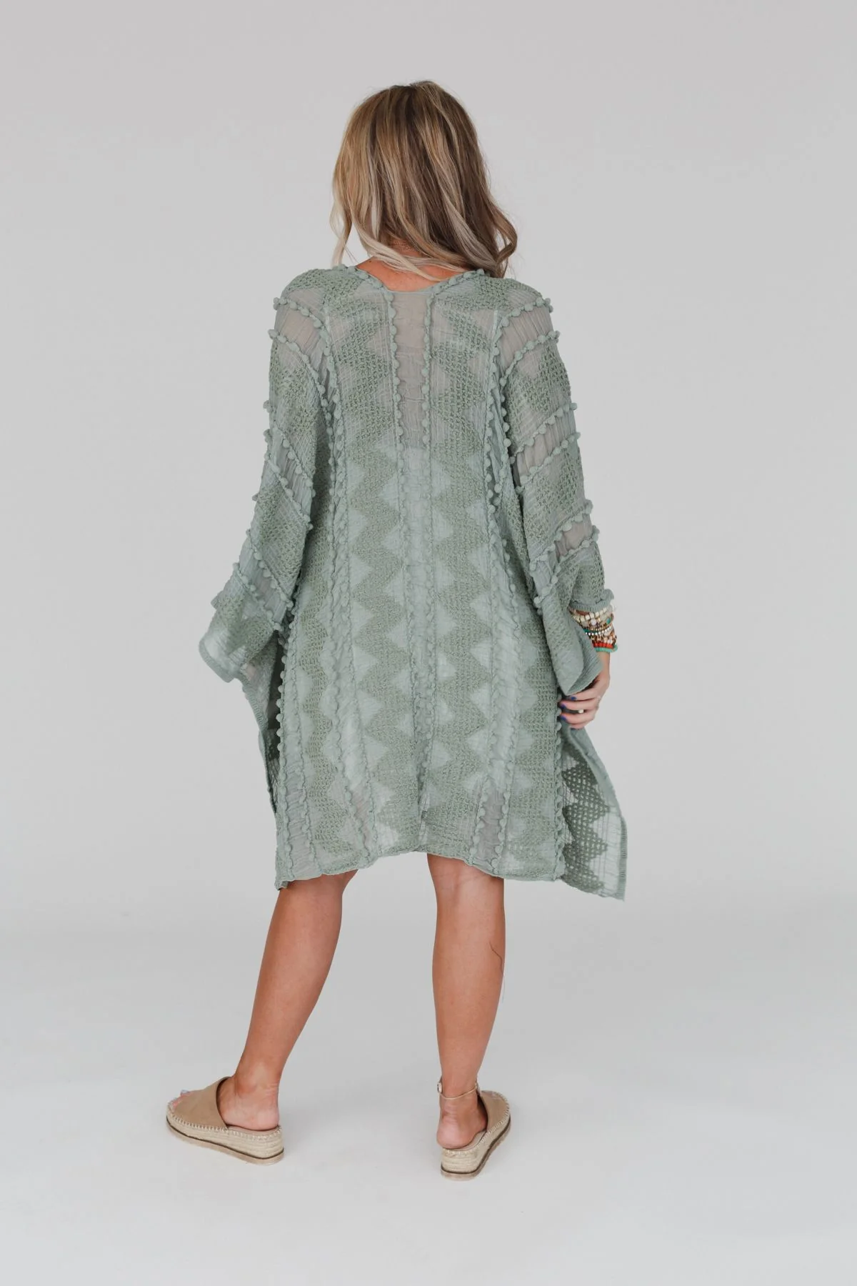 Bali Embroidered Kimono - Sage - Image 8