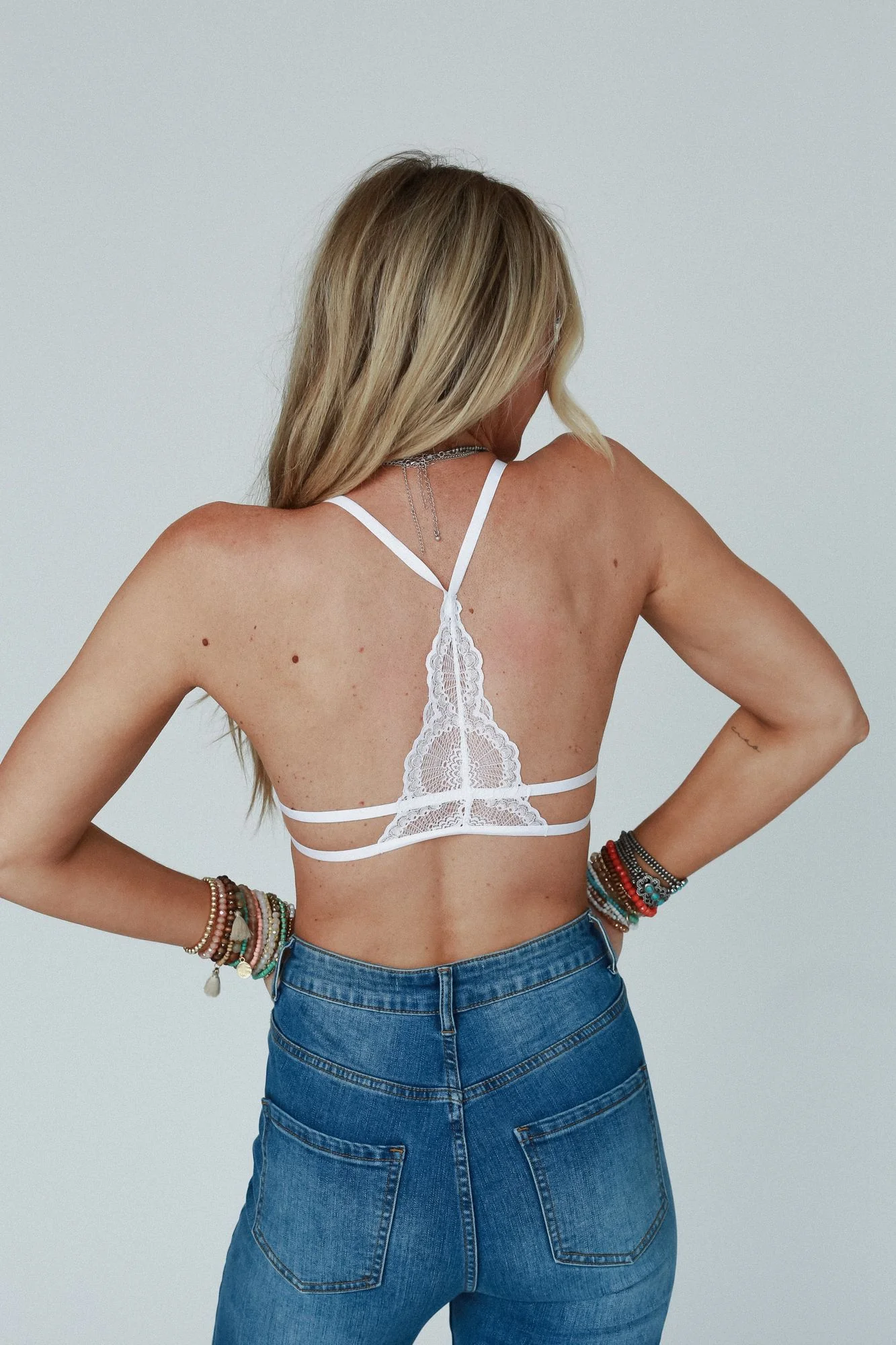 Bellini Triangle Lace Bralette - White - Image 2