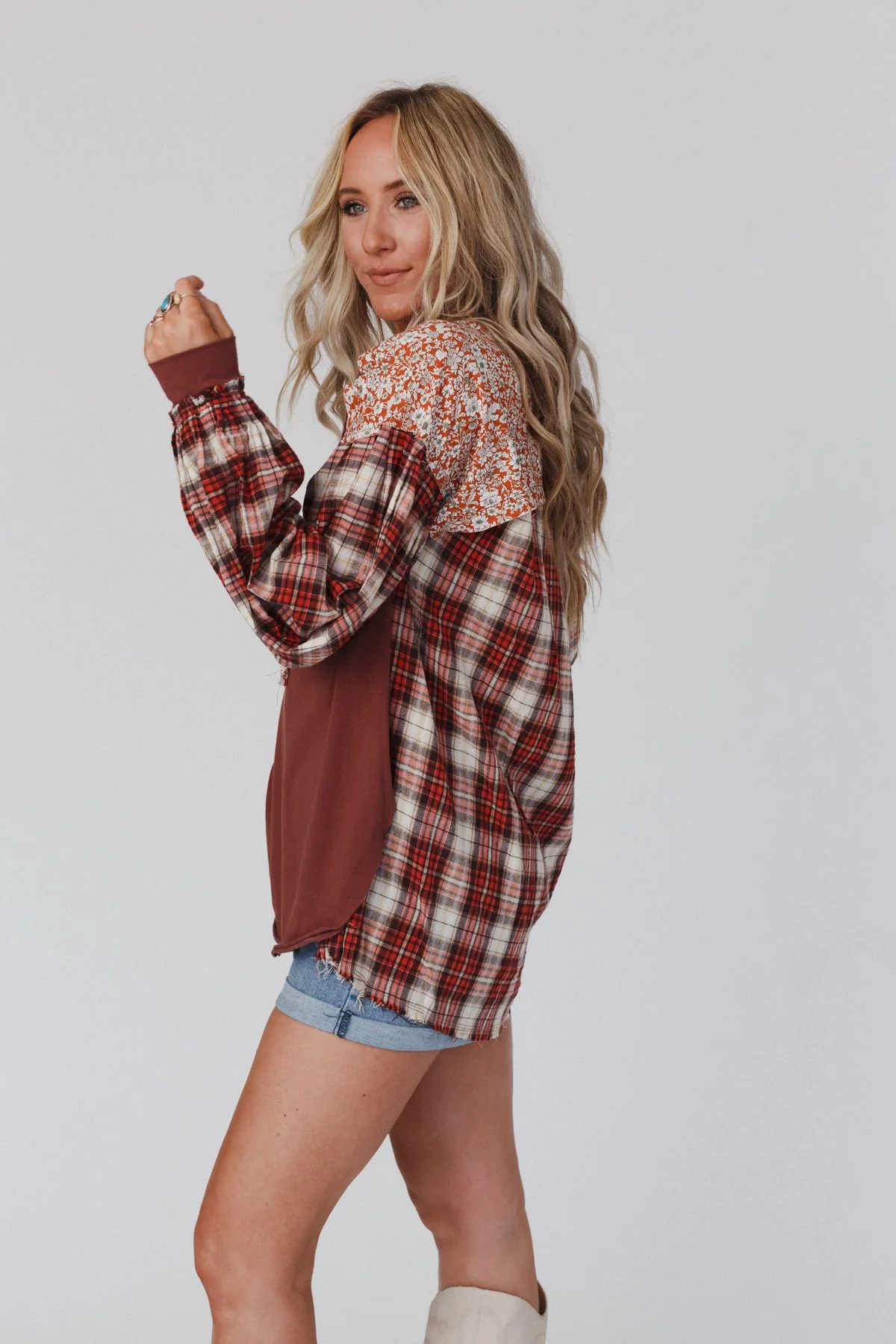 Better Together Mixed Print Top - Apple Wood - Image 6