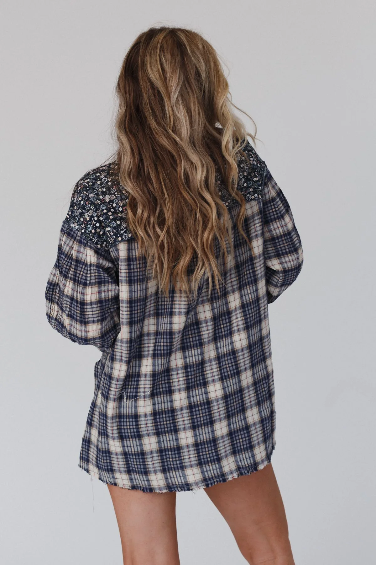 Better Together Mixed Print Top - Blue Gray - Image 2