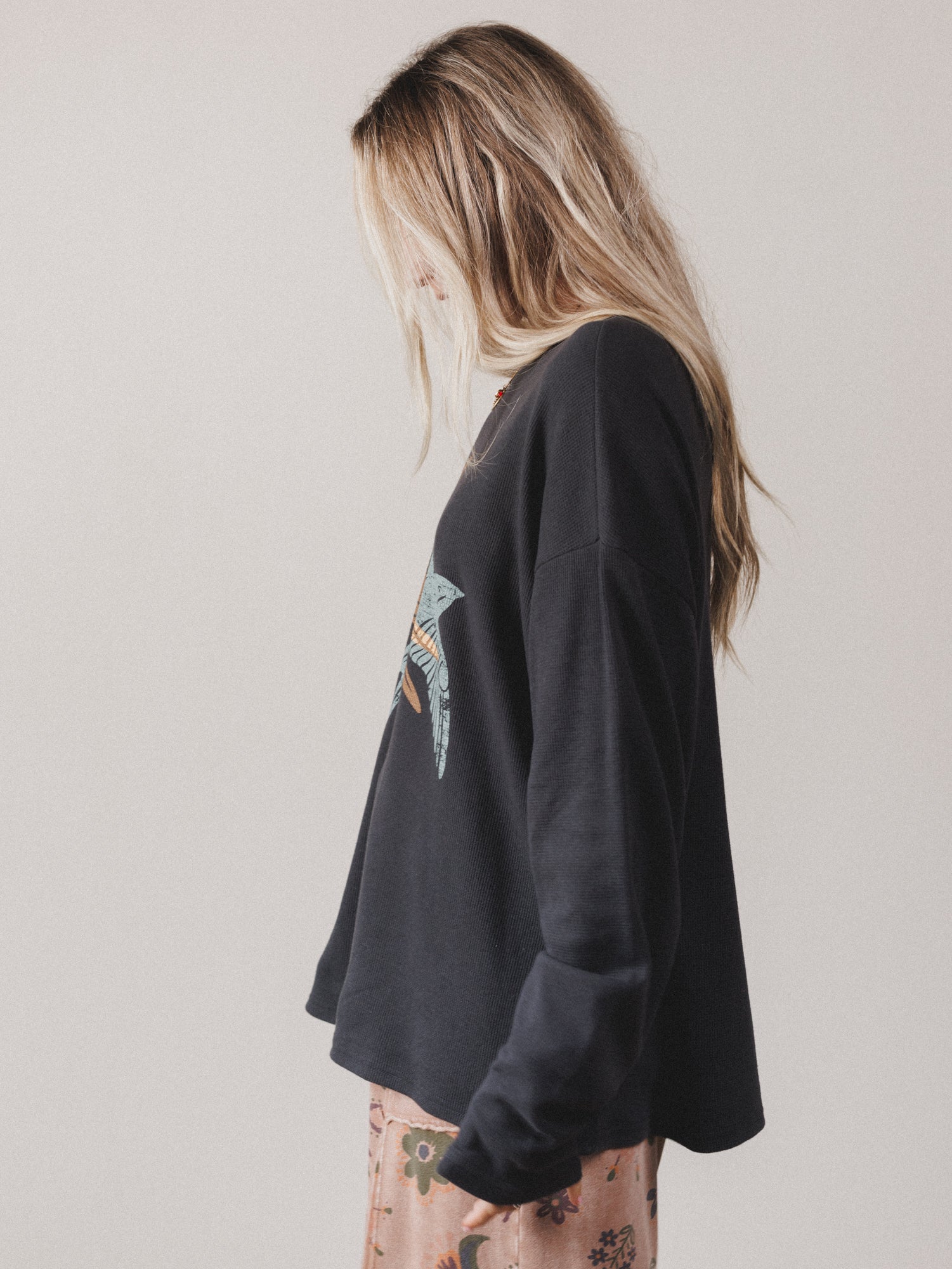 Birds Of A Feather Long Sleeve Tee - Charcoal - Image 4
