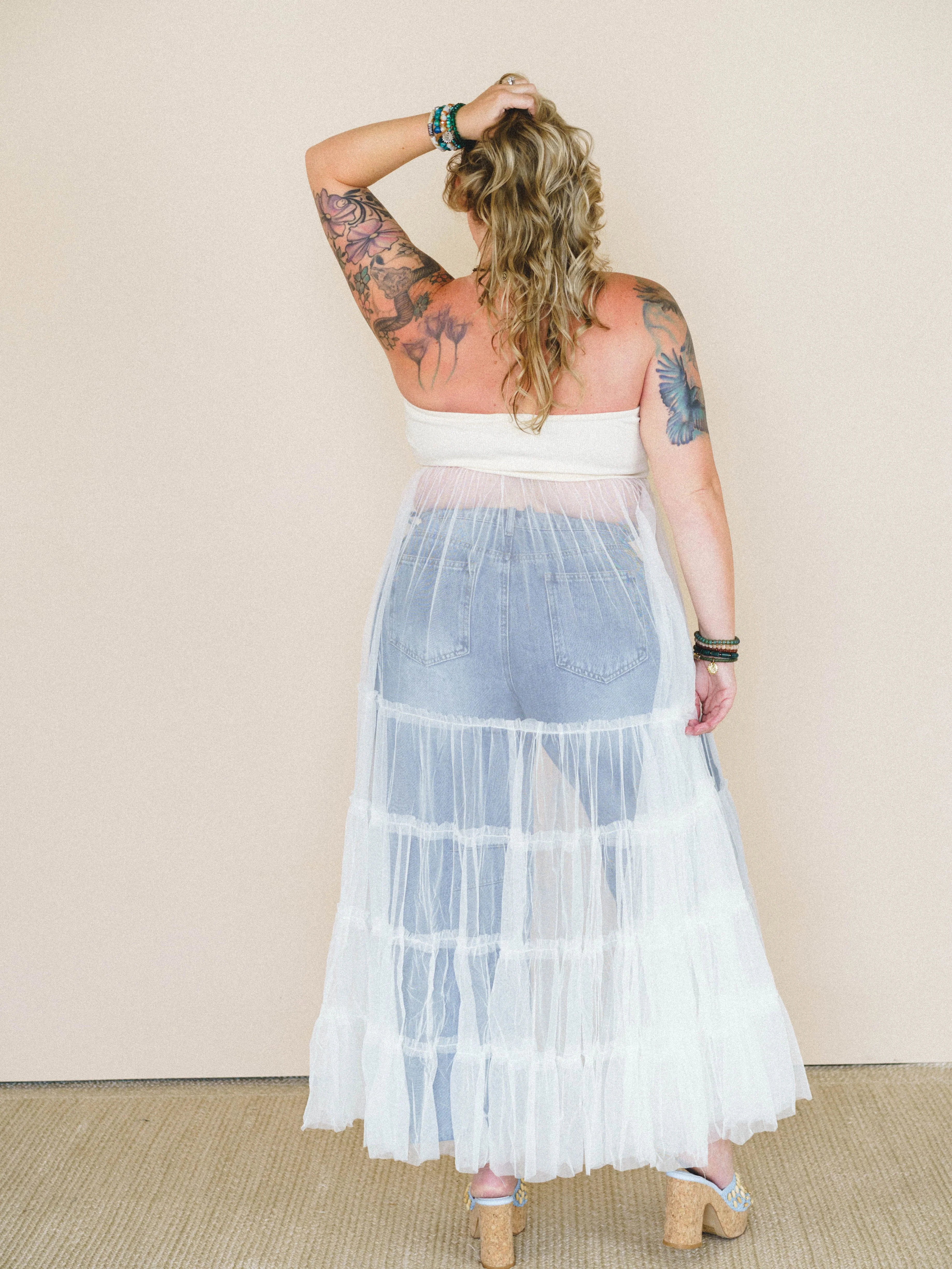 Blush Affair Tulle Maxi Dress - Cream - Image 4