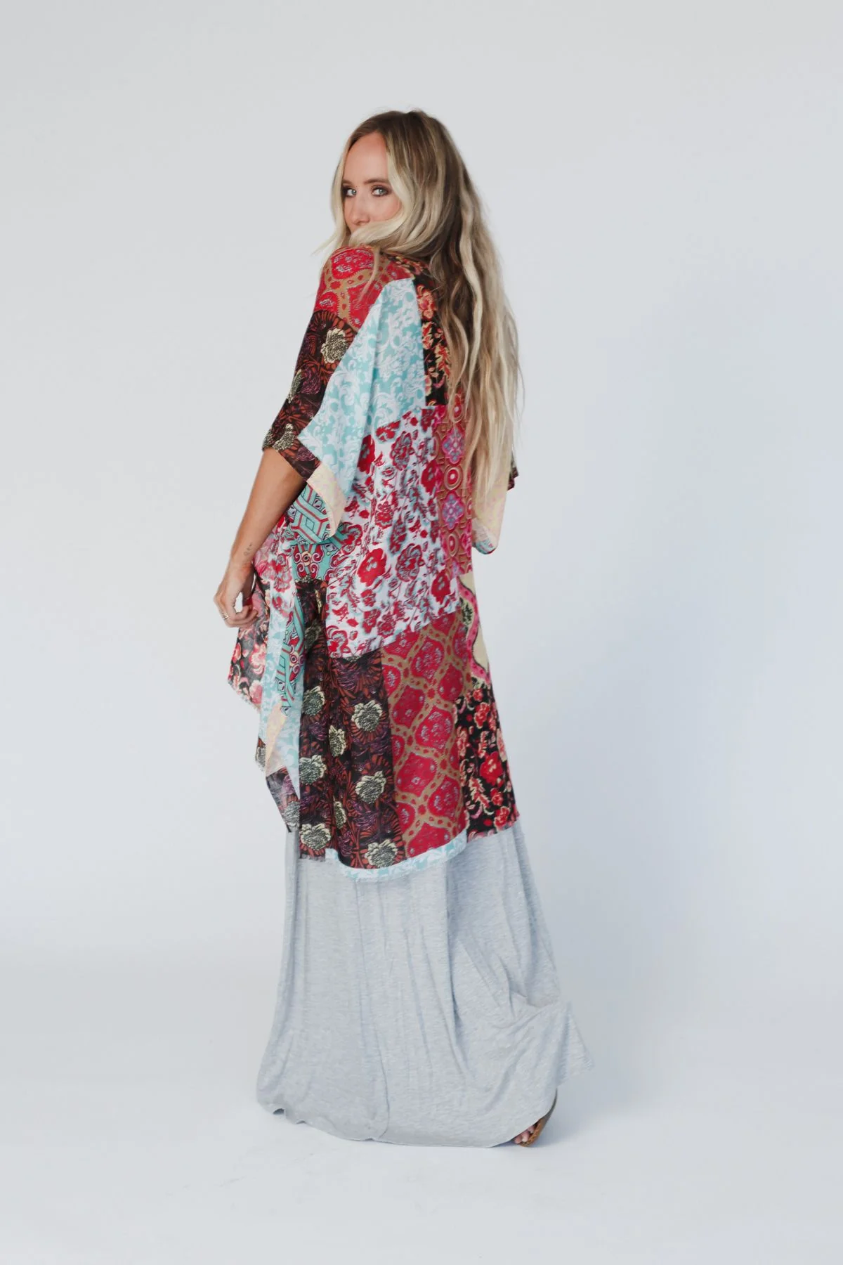 Seven Seas Patchwork Print Kimono - Mint - Image 9