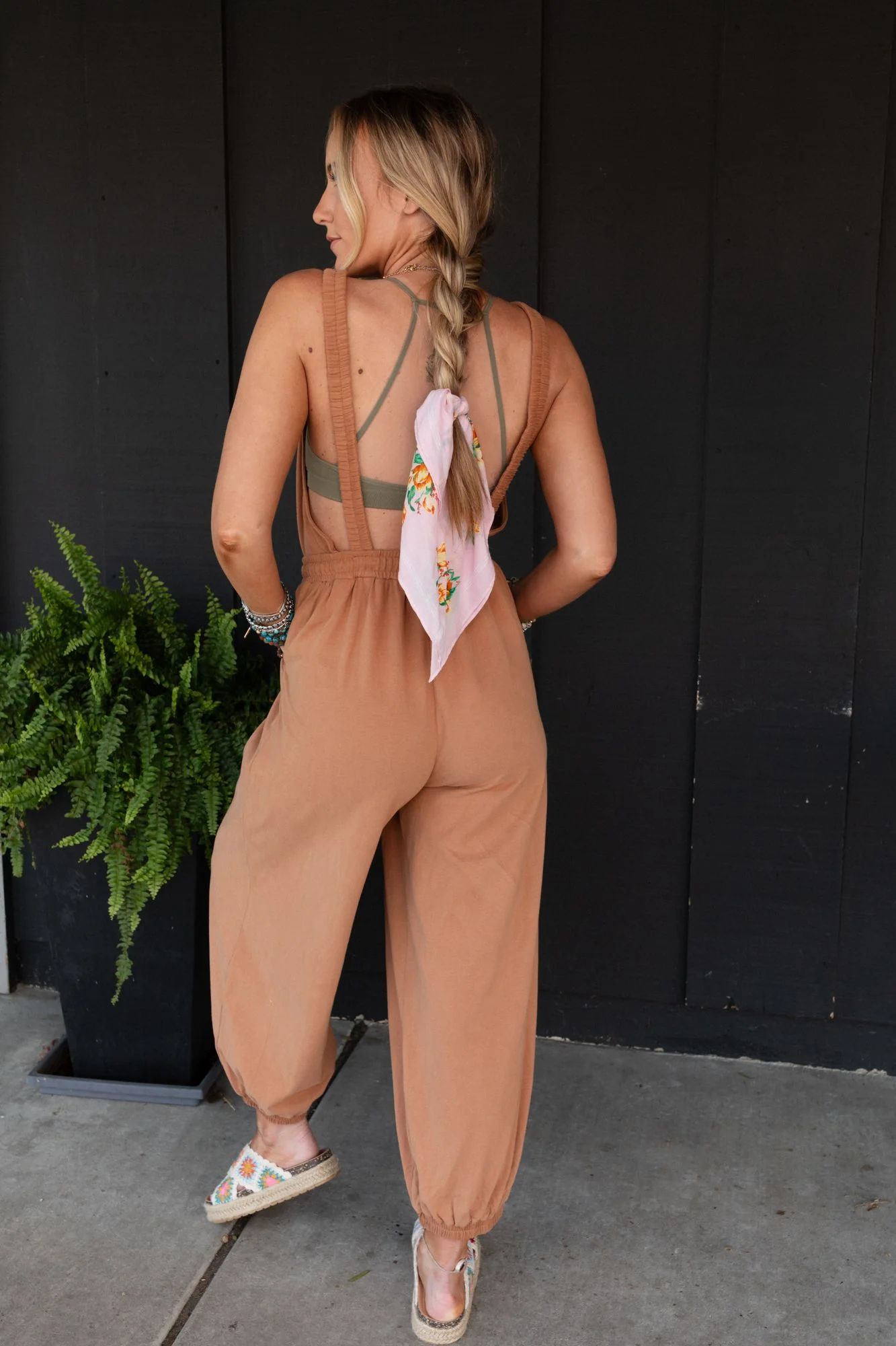 Breezy Back Knit Jumpsuit - Butterscotch - Image 10