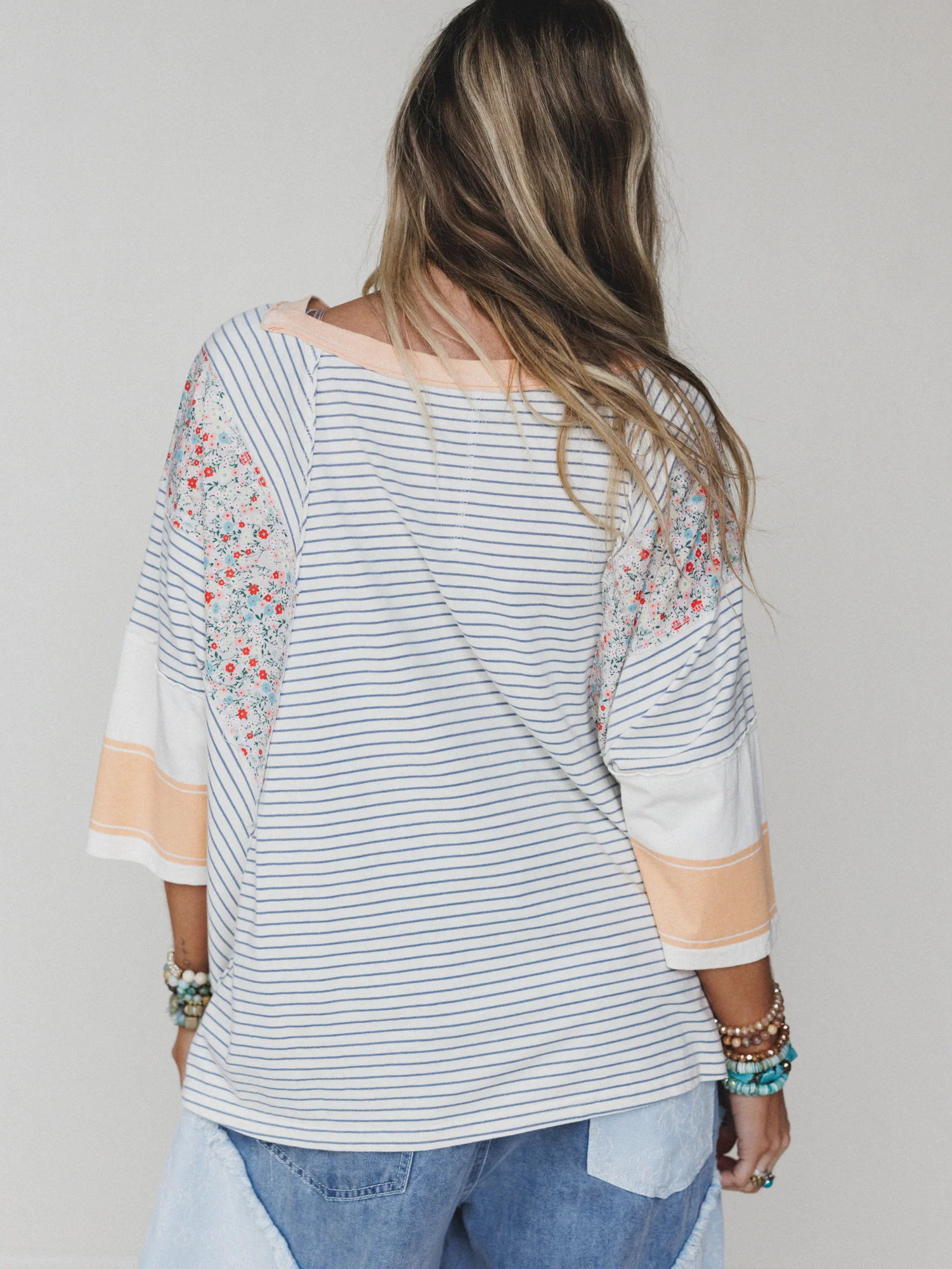 Britt Patchwork Top - Oat Blue - Image 4