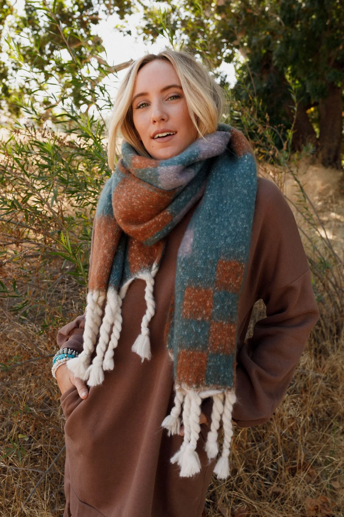 Check Me Out Tassel Scarf - Teal