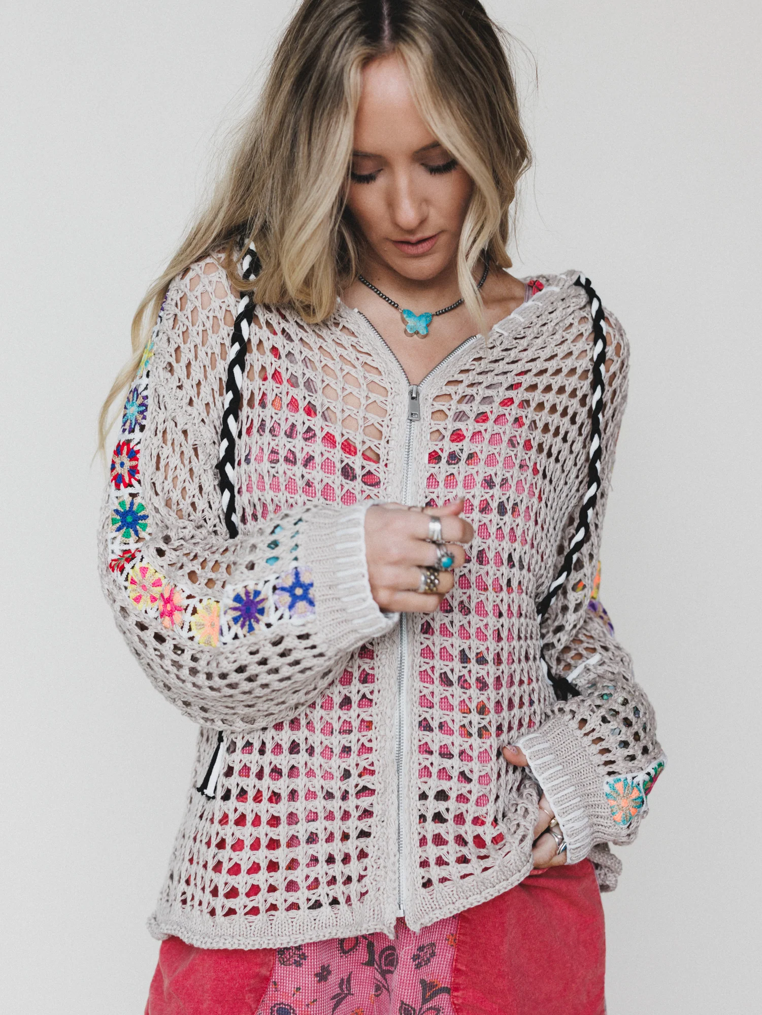 Color Maze Cardigan - Soft Beige - Image 7