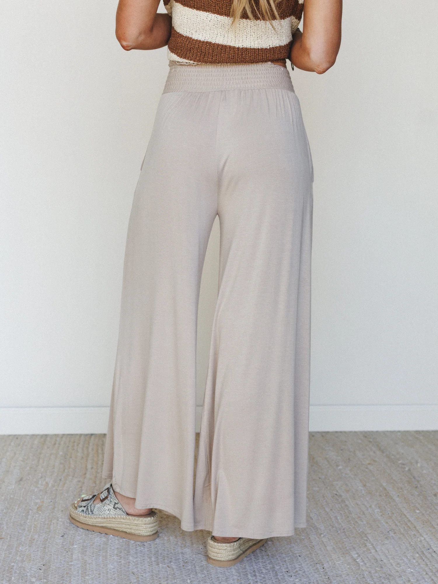 Comfort Above Wide Leg Pants - Ash Mocha - Image 3