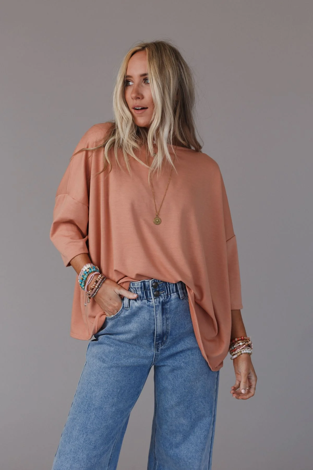 The Nest Cozy Cool Oversized Tee - Coral - Image 7