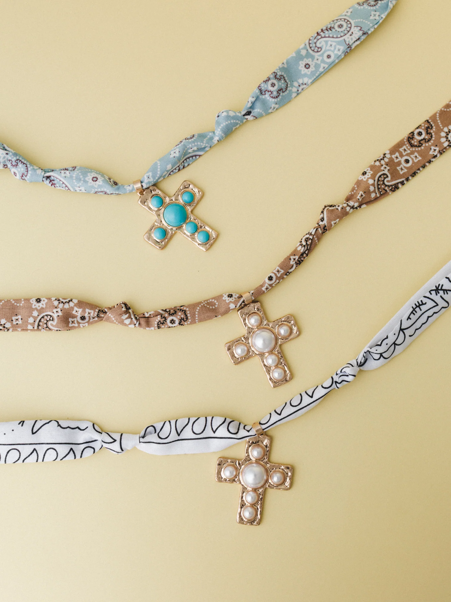 Cross Bandana Necklace - White - Image 5