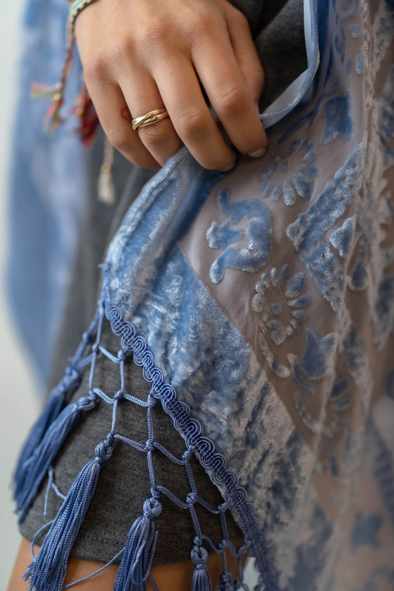 Crushin' On You Velvet Kimono - Light Blue - Image 4