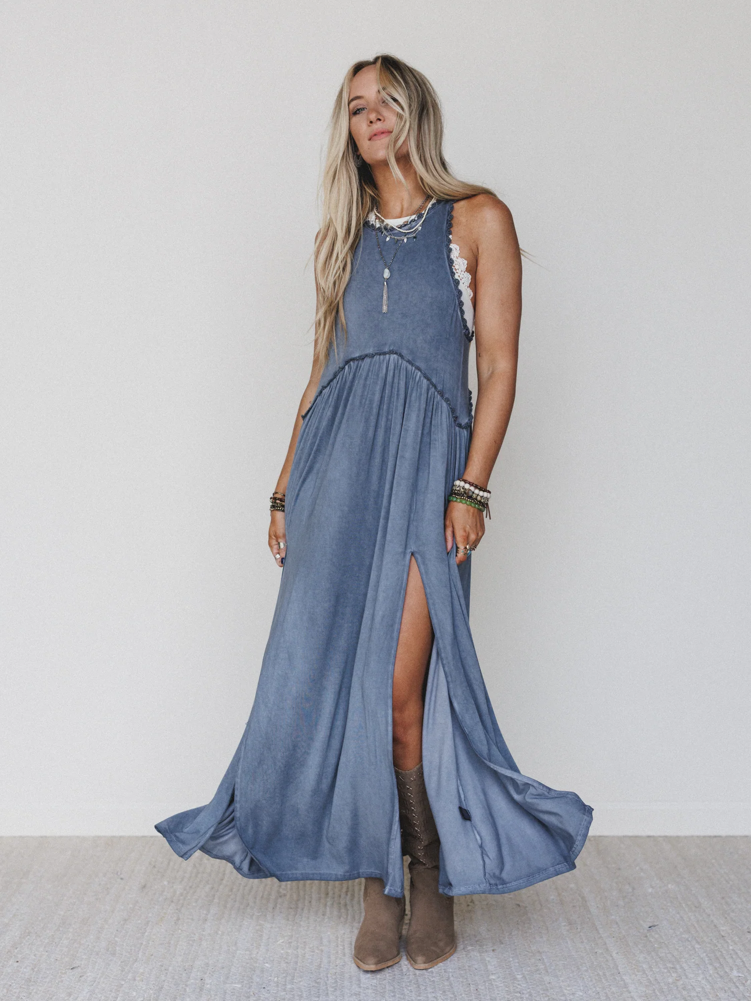 Daisy Chain Maxi Dress - Blue - Image 2