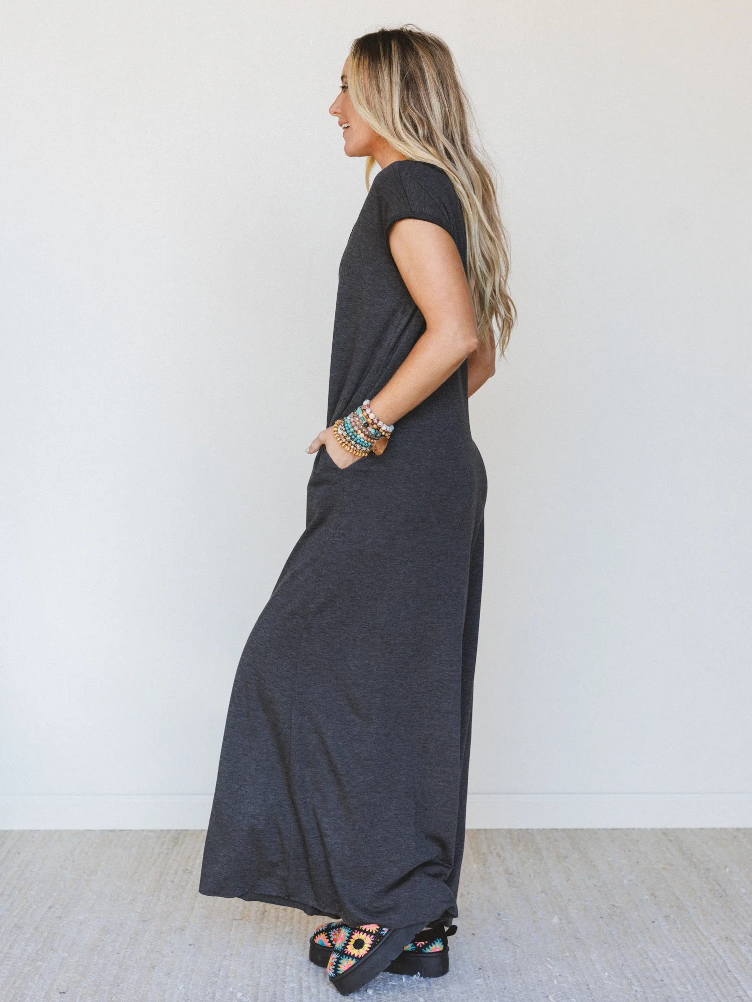 The Nest Daphne Scoop Neck Jumpsuit - Charcoal - Image 4