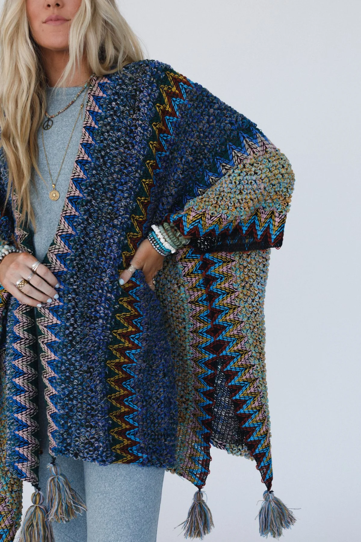 Desert Dreams Crochet Ruana - Cobalt - Image 6