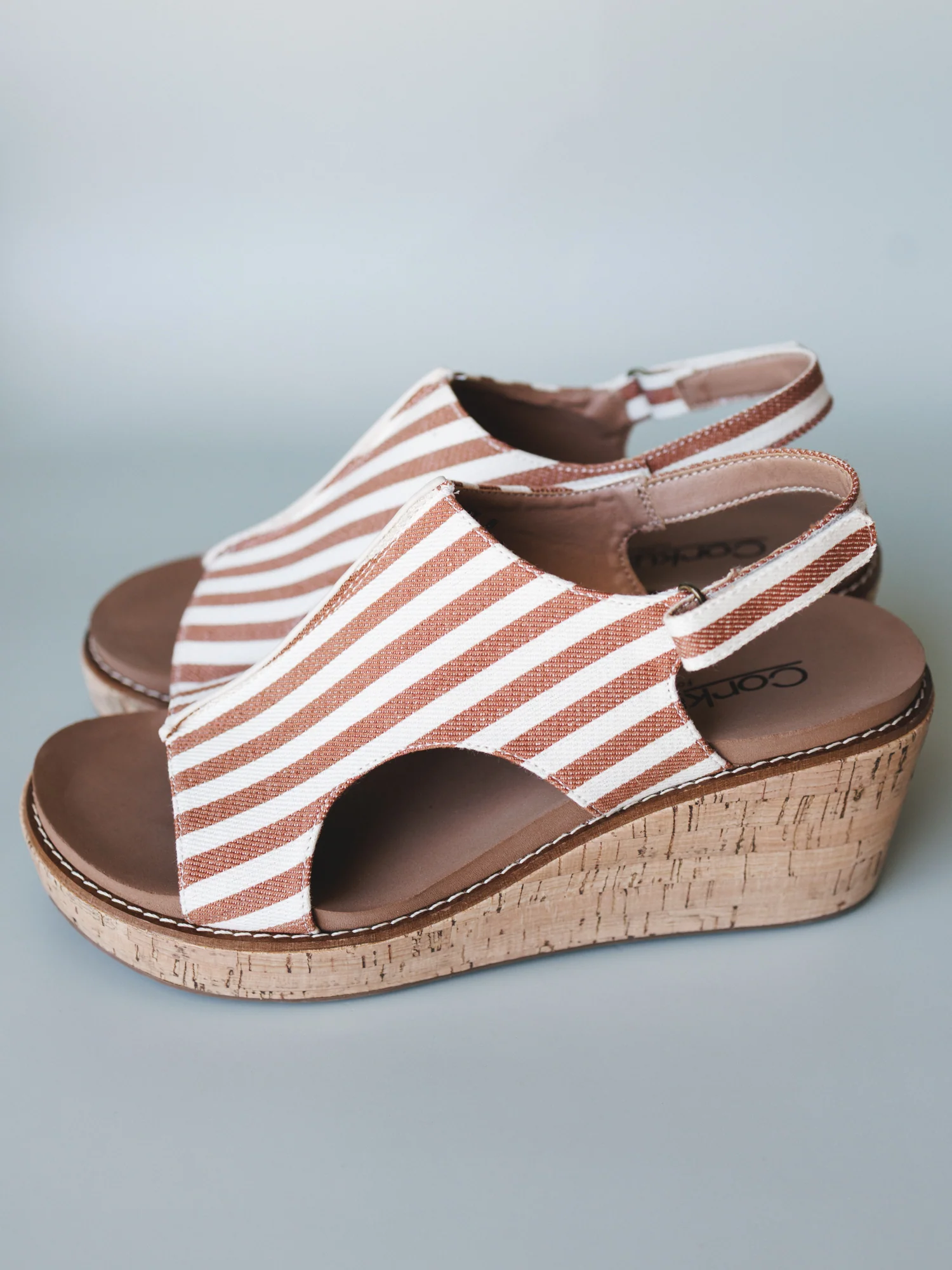 Drift Club Platform Sandals - Tan Stripe White - Image 2