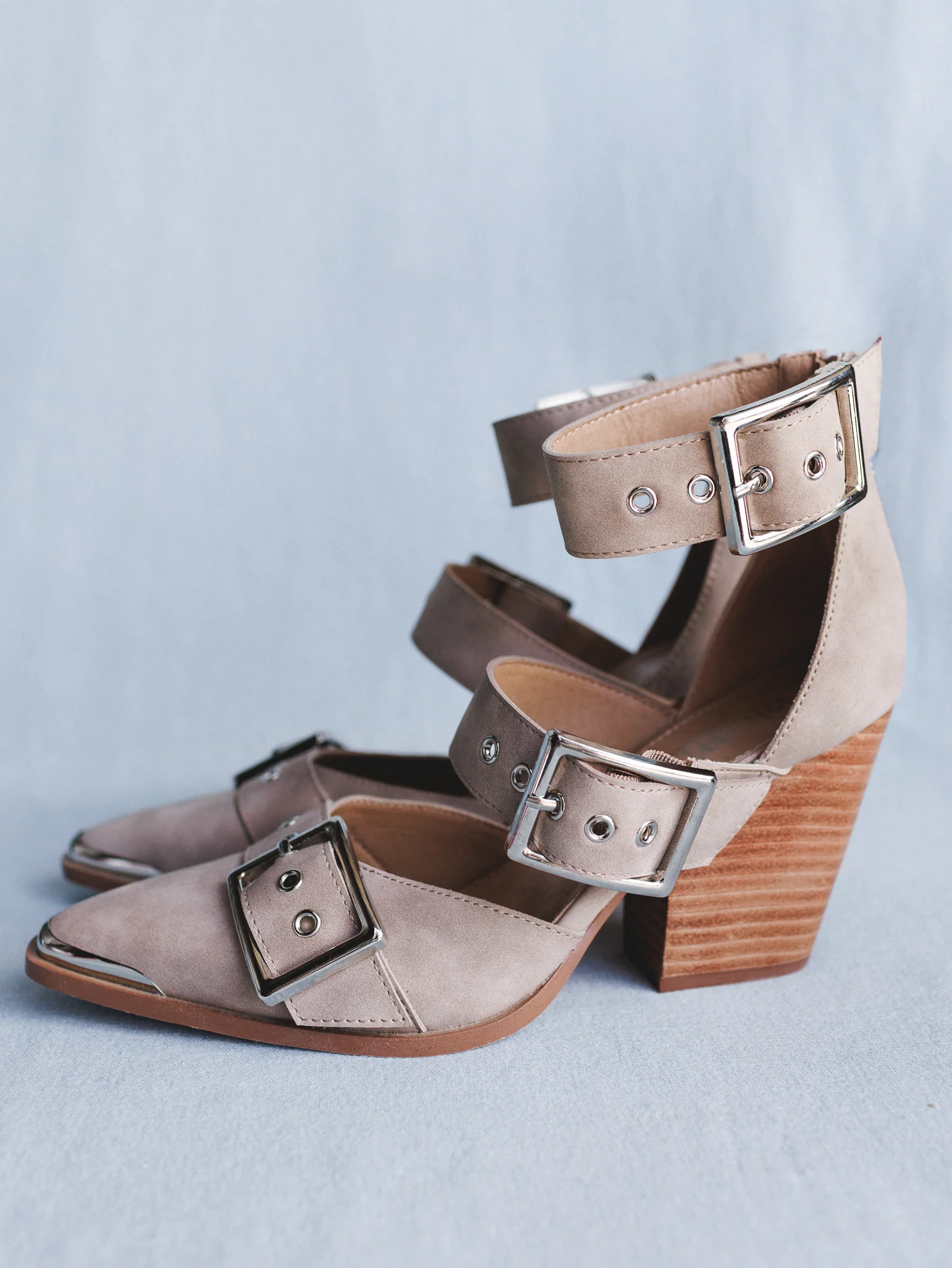 Dustbuckle Triple Belt Heels - Beige - Image 4