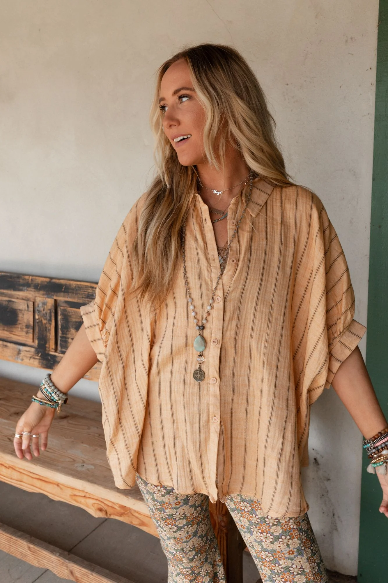 Easy Breeze Striped Top - Melon - Image 4