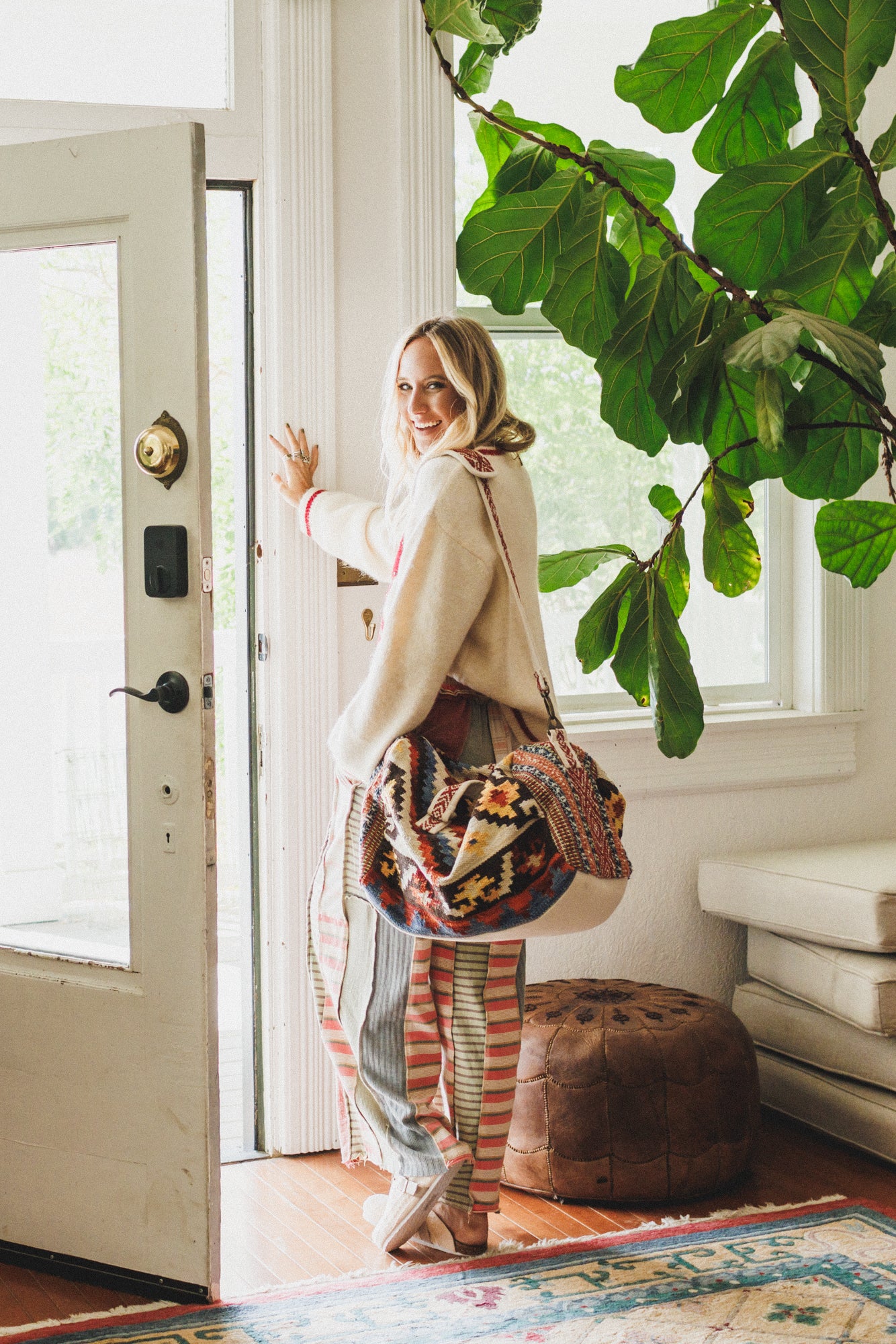 Eclectic Stripes Wide Leg Pants - Pink - Image 4