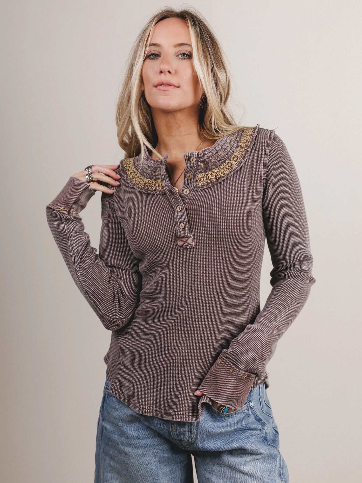 Eclectically Cool Long Sleeve Top - Mocha Mousse - Image 4