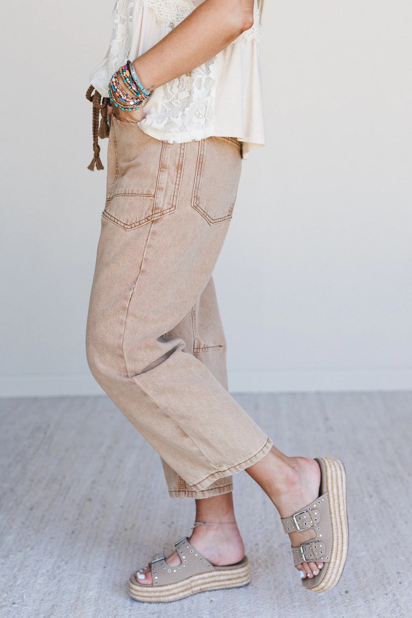 Elevated Eyelet Barrel Jeans - Rust - Image 4
