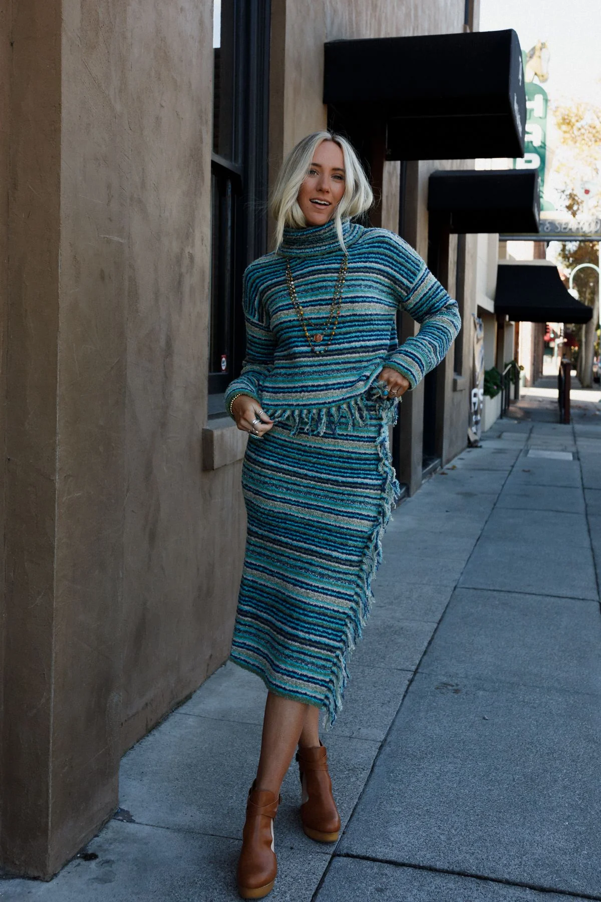 Ellis Fringe Midi Skirt - Teal - Image 7