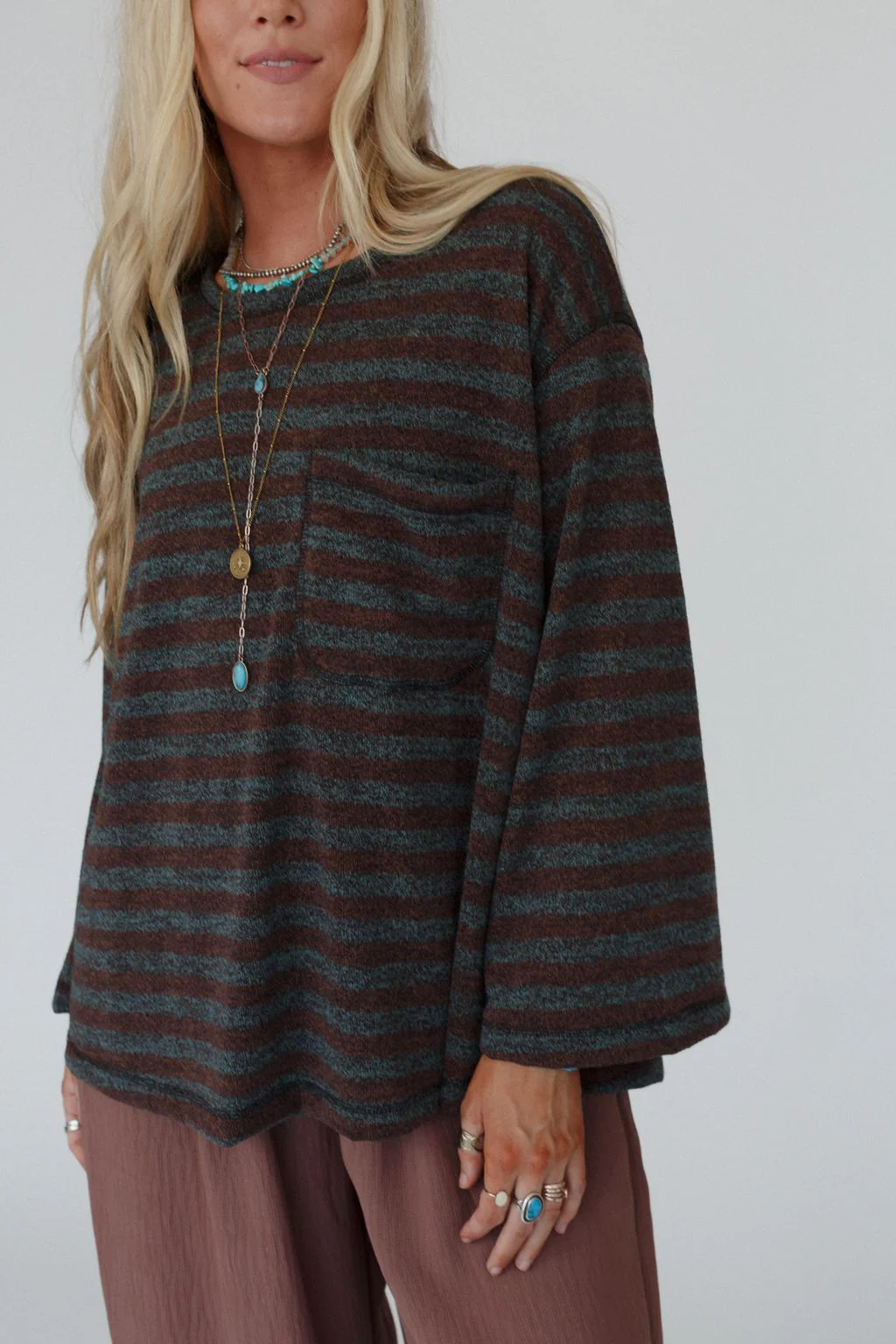 The Nest Endless Love Striped Top - Brown - Image 3