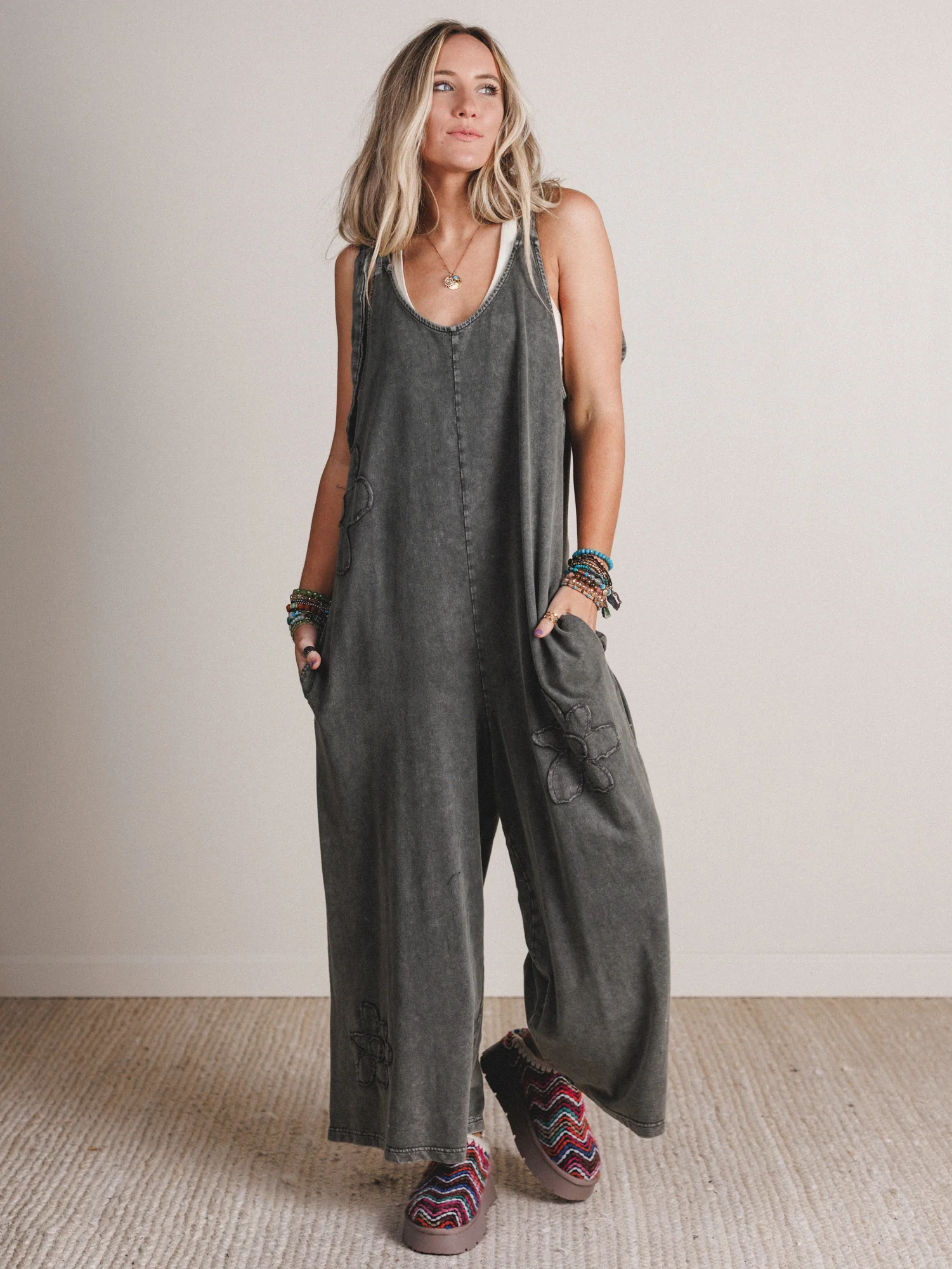 Everyday Magic Flower Patch Jumpsuit - Ash - Image 7