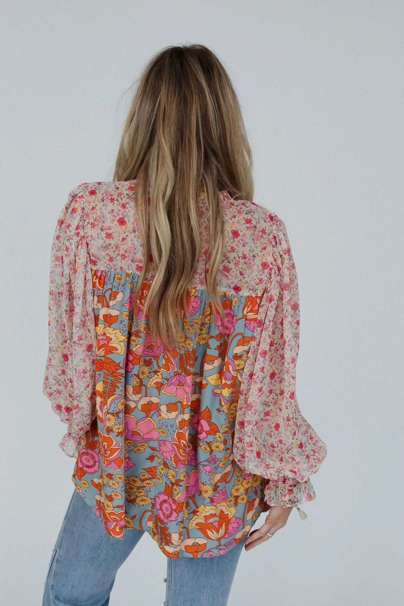Flower Frenzy Bubble Sleeve Top - Sage Multi - Image 9