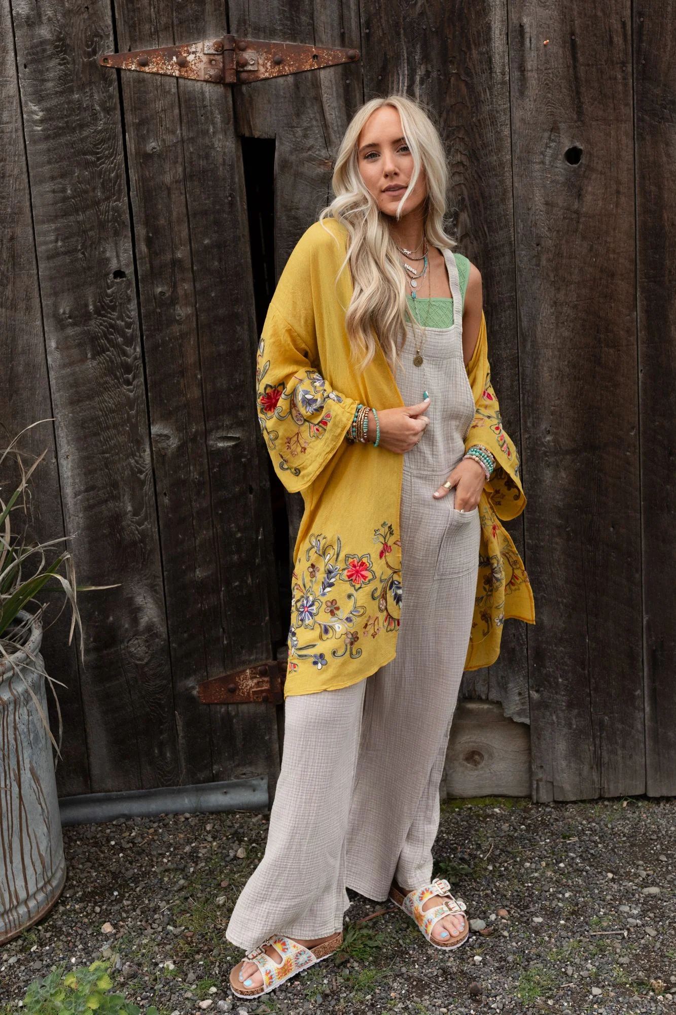 Fun In Florals Kimono - Mustard - Image 11