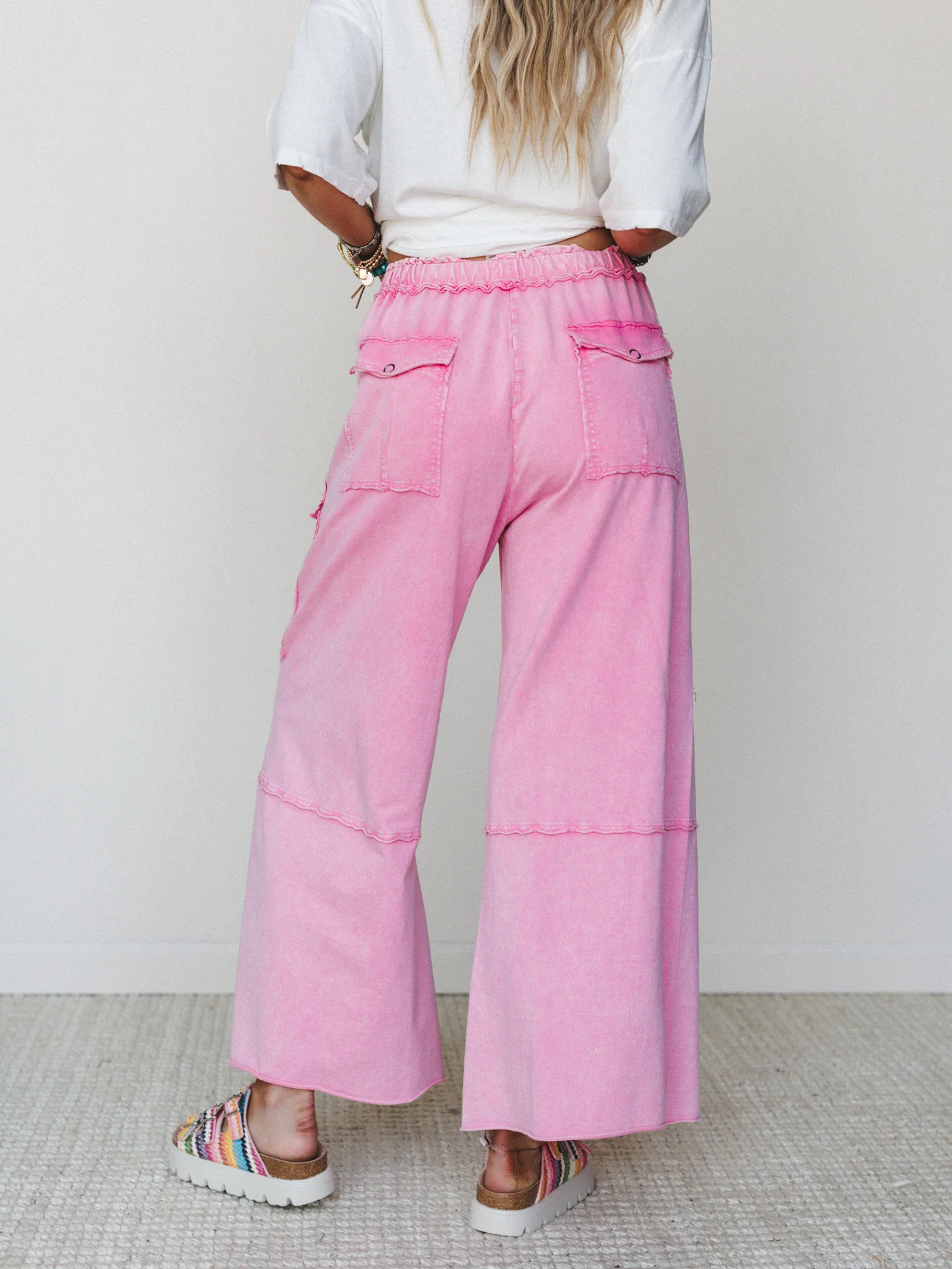 Game On Cargo Wide Leg Pant - Pink - Image 4