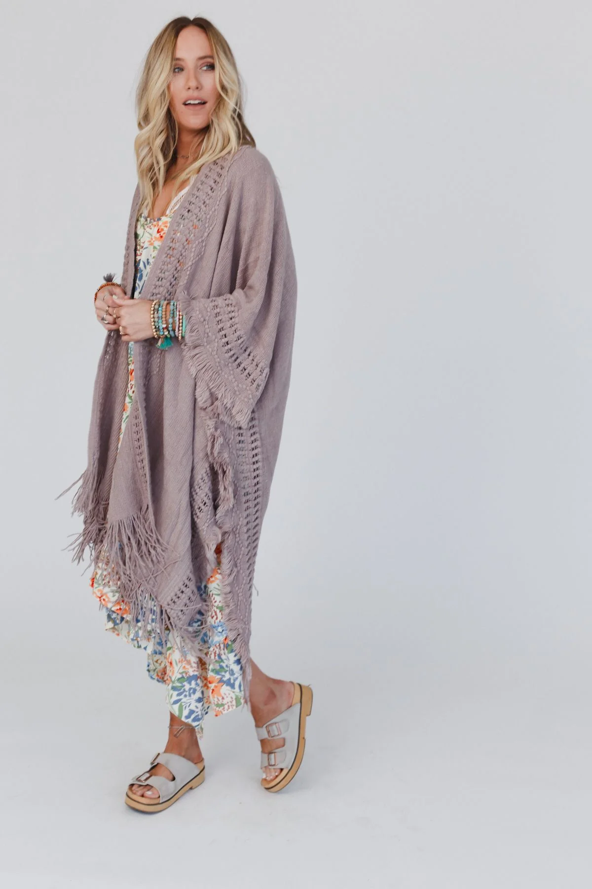Go With The Flow Ruana - Taupe - Image 4