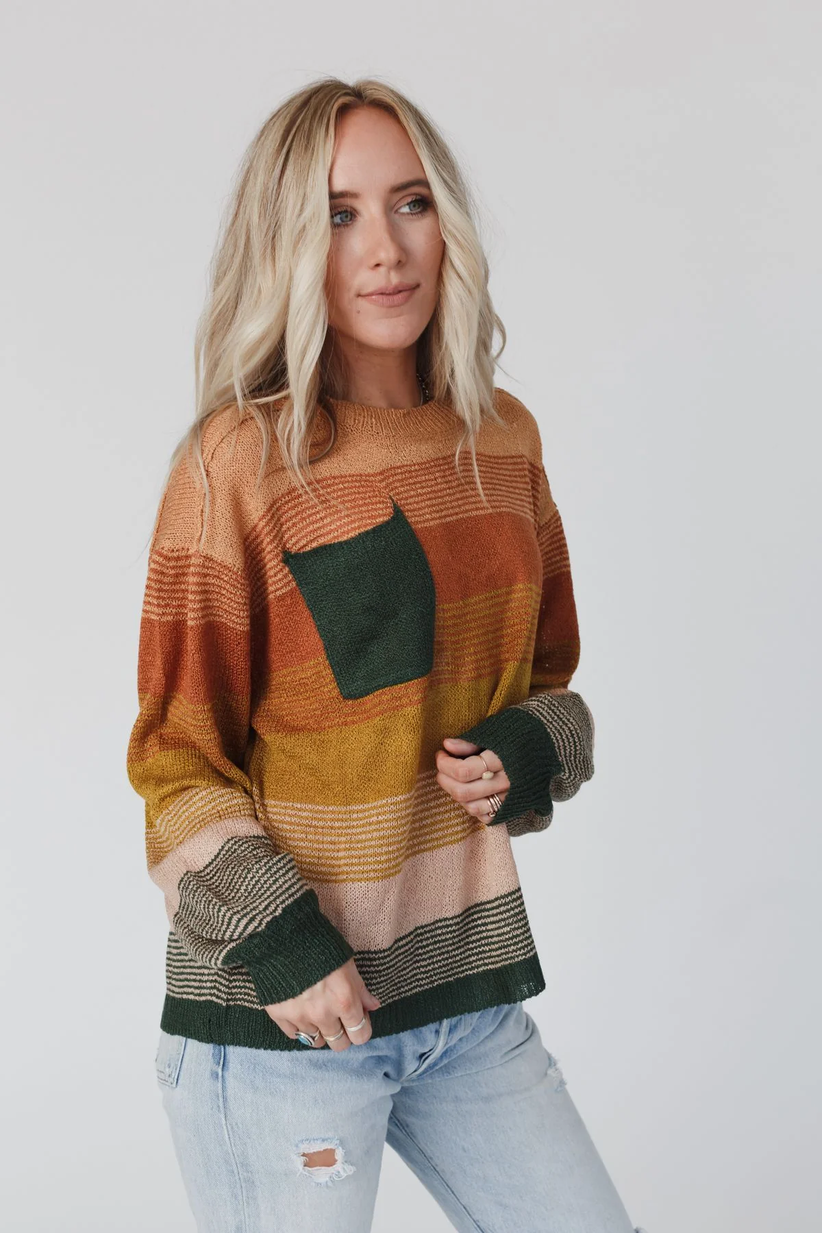 Going Places Gradient Stripe Sweater - Mustard - Image 4