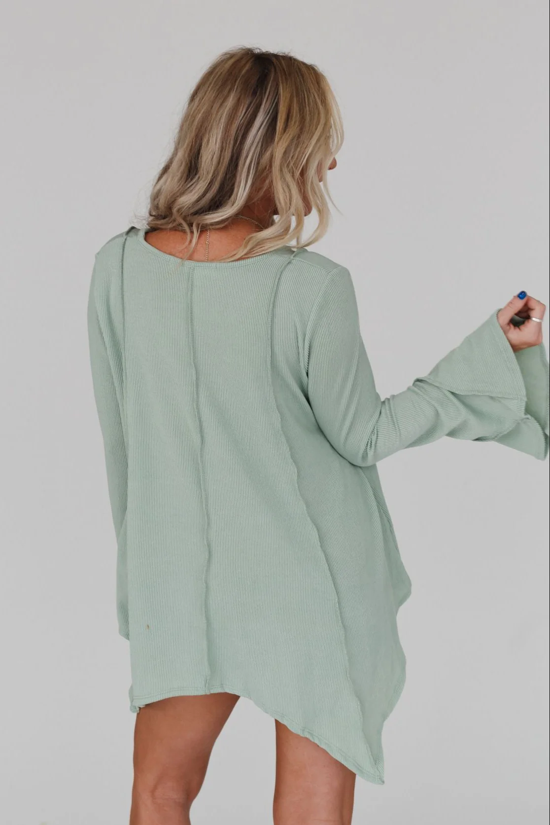 Golden Hour Long Bell Sleeve Top - Sage - Image 3