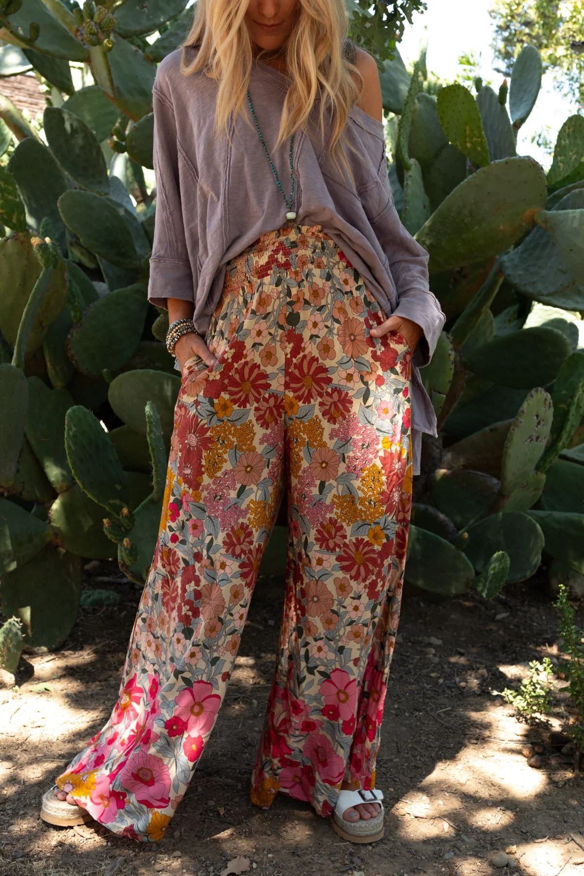 Groovy Gardens Wide Leg Pant - Pink - Pre Order
