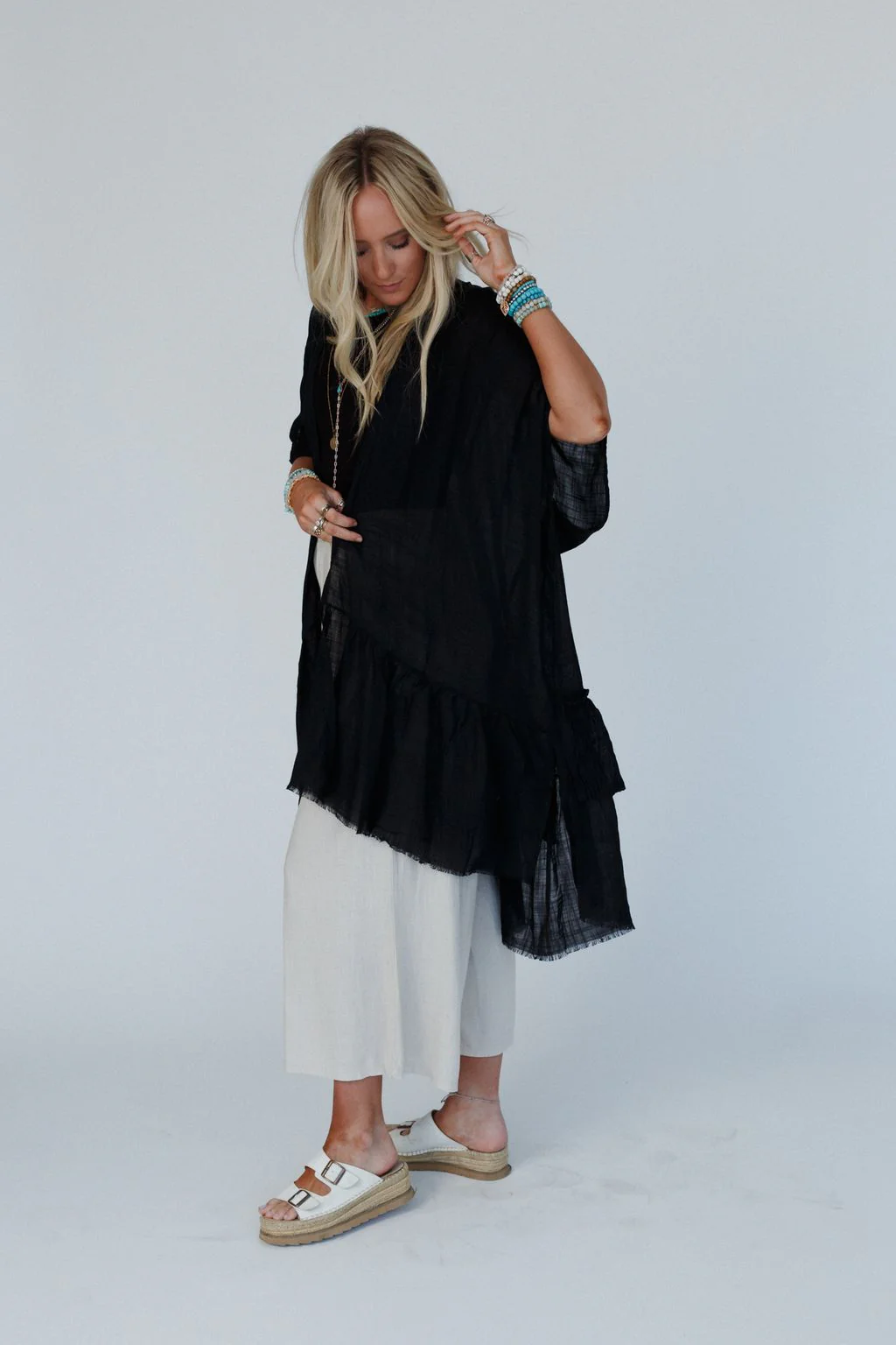 Gwen Ruffle Kimono - Black - Image 4