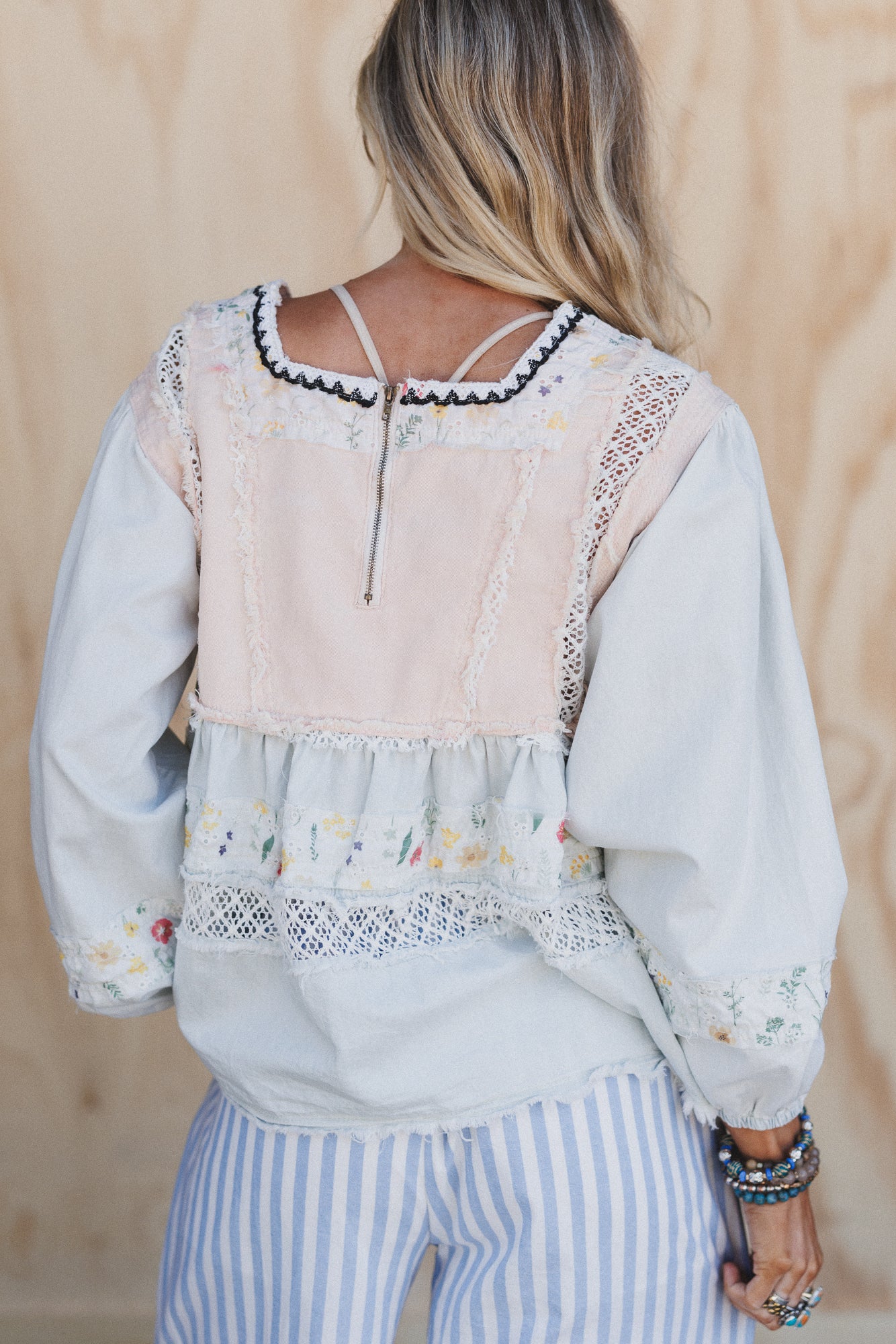 Harbor Breeze Crochet Detail Top - Denim - Image 5