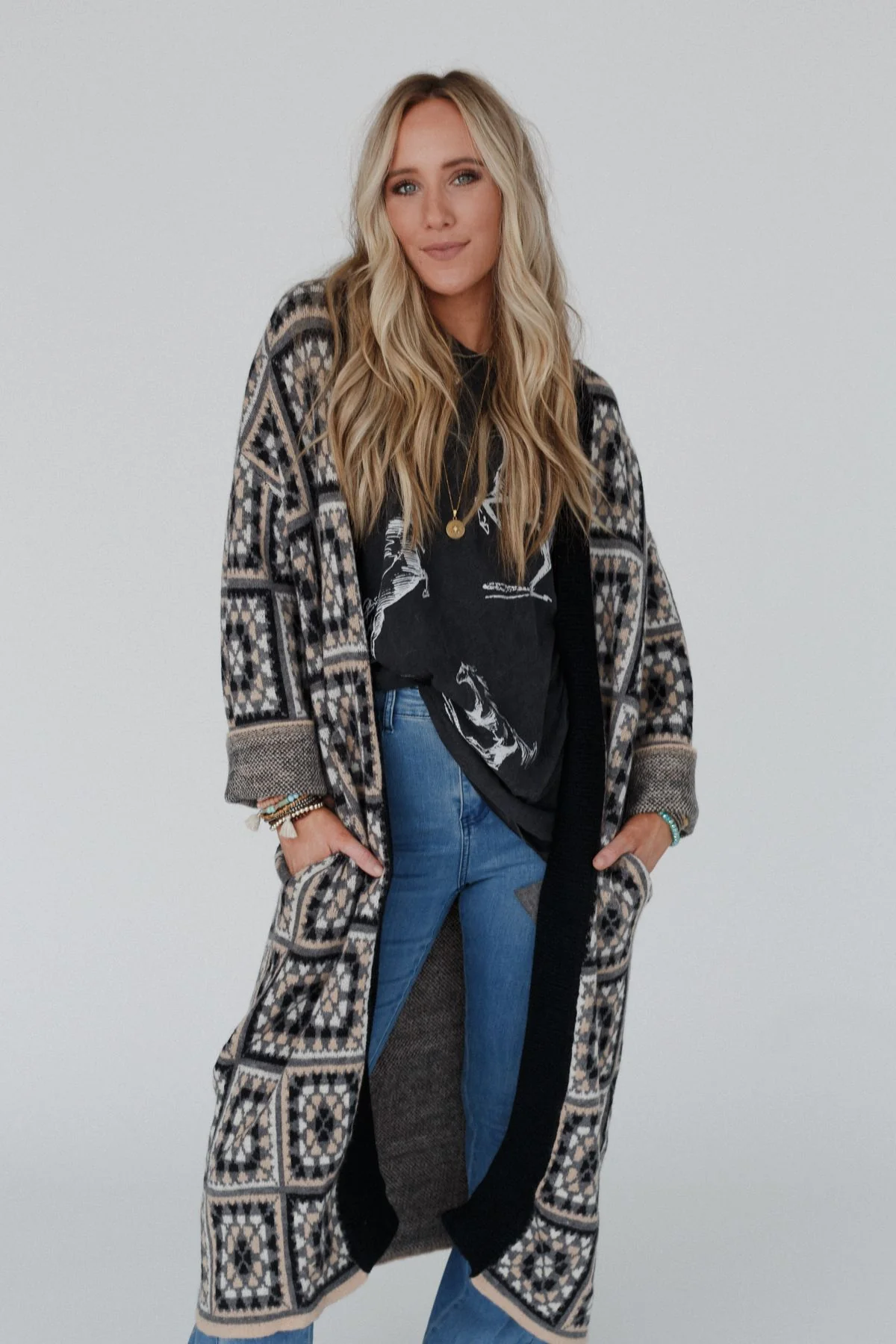 Heirloom Blooms Duster Cardigan - Black - Image 4