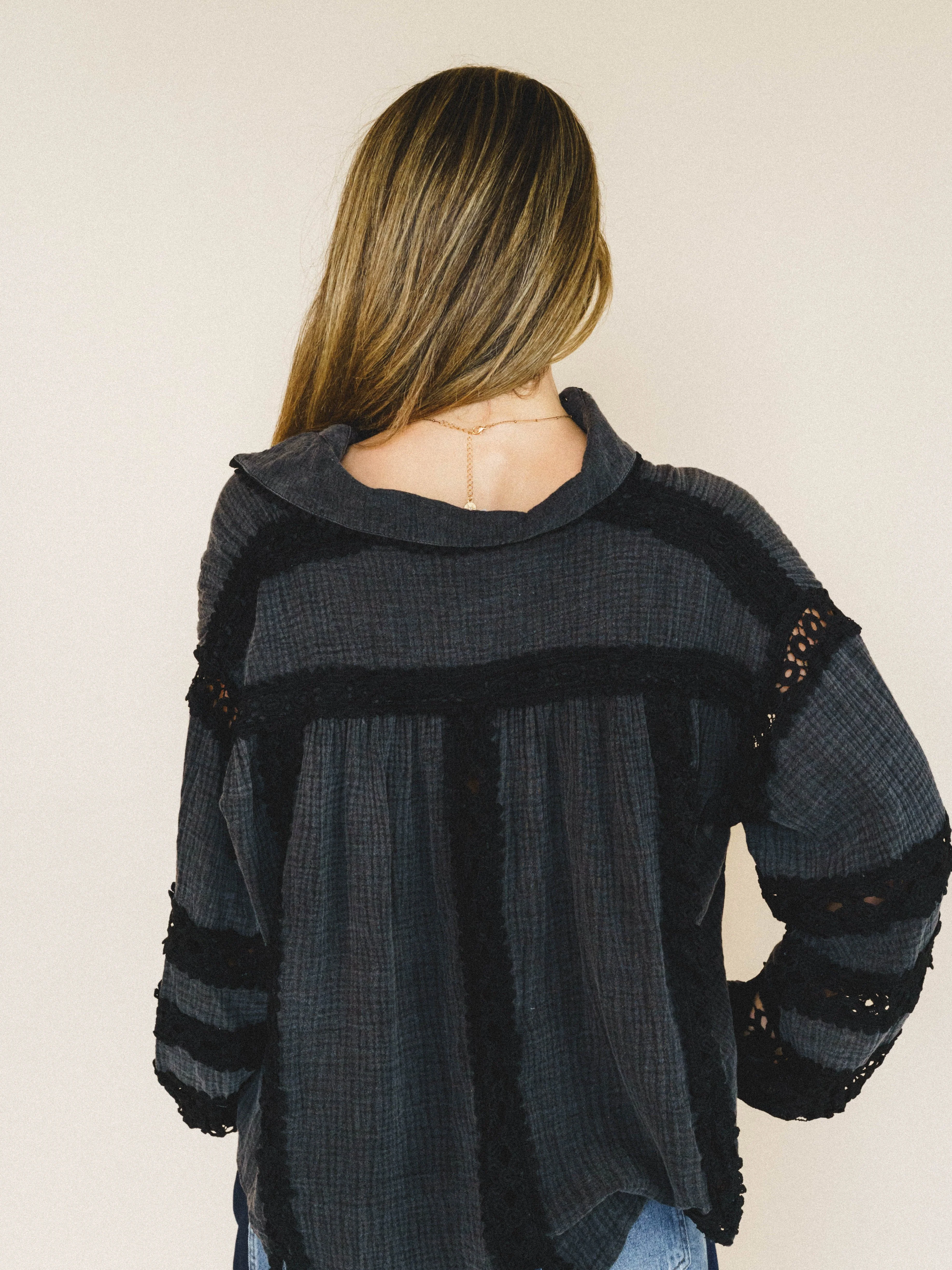Hideout Button Up Top - Black - Image 3