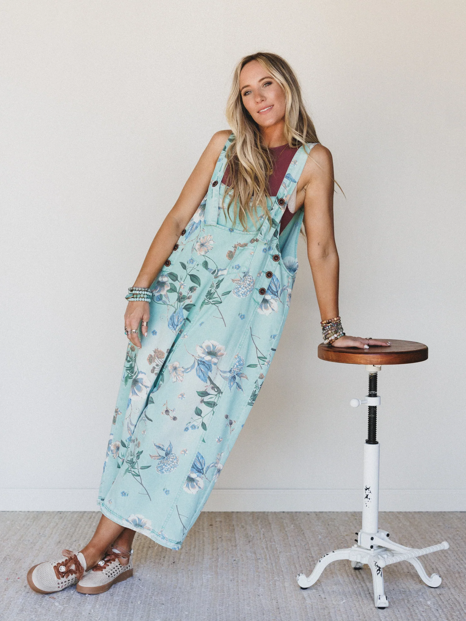 High Hopes Slouchy Denim Overalls - Mint - Image 7