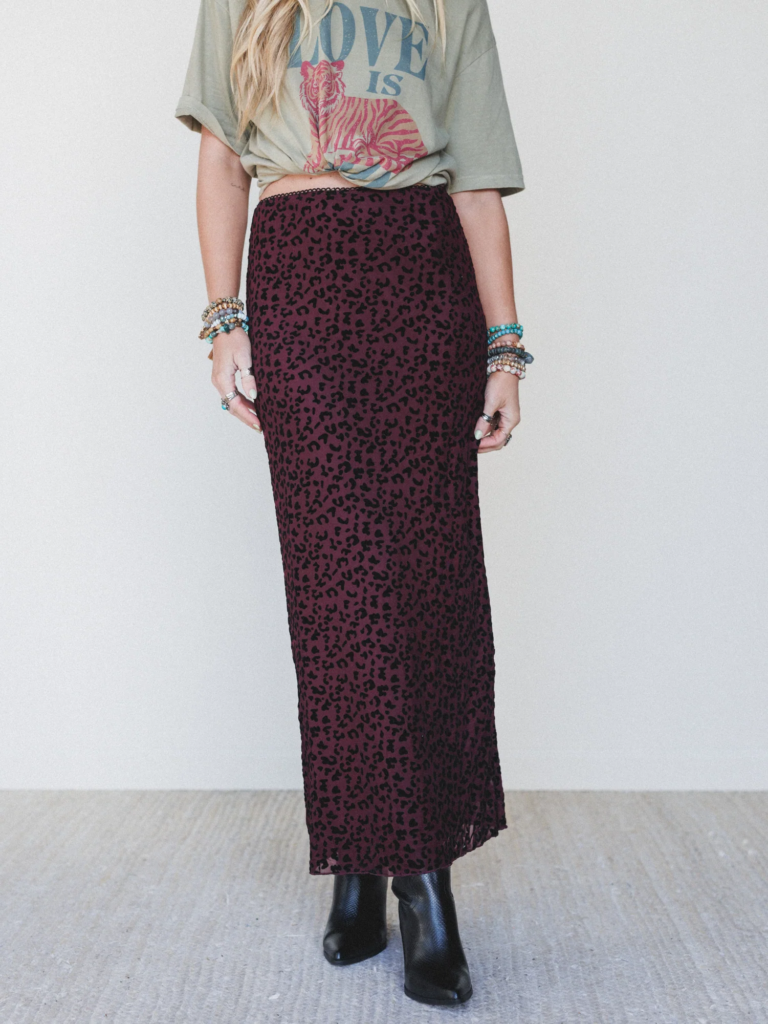 High Street Maxi Skirt - Burgundy - Image 2