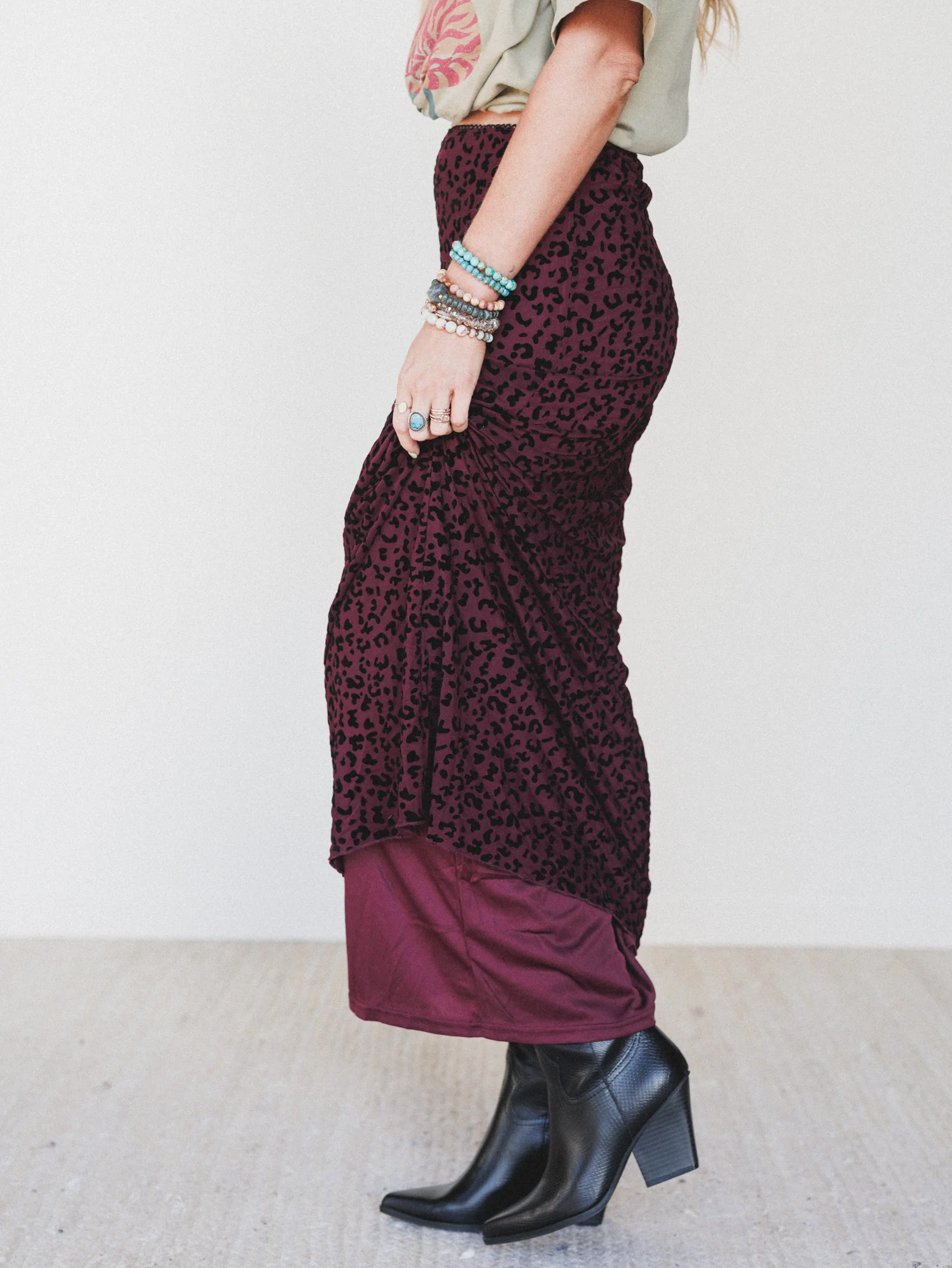 High Street Maxi Skirt - Burgundy - Image 4