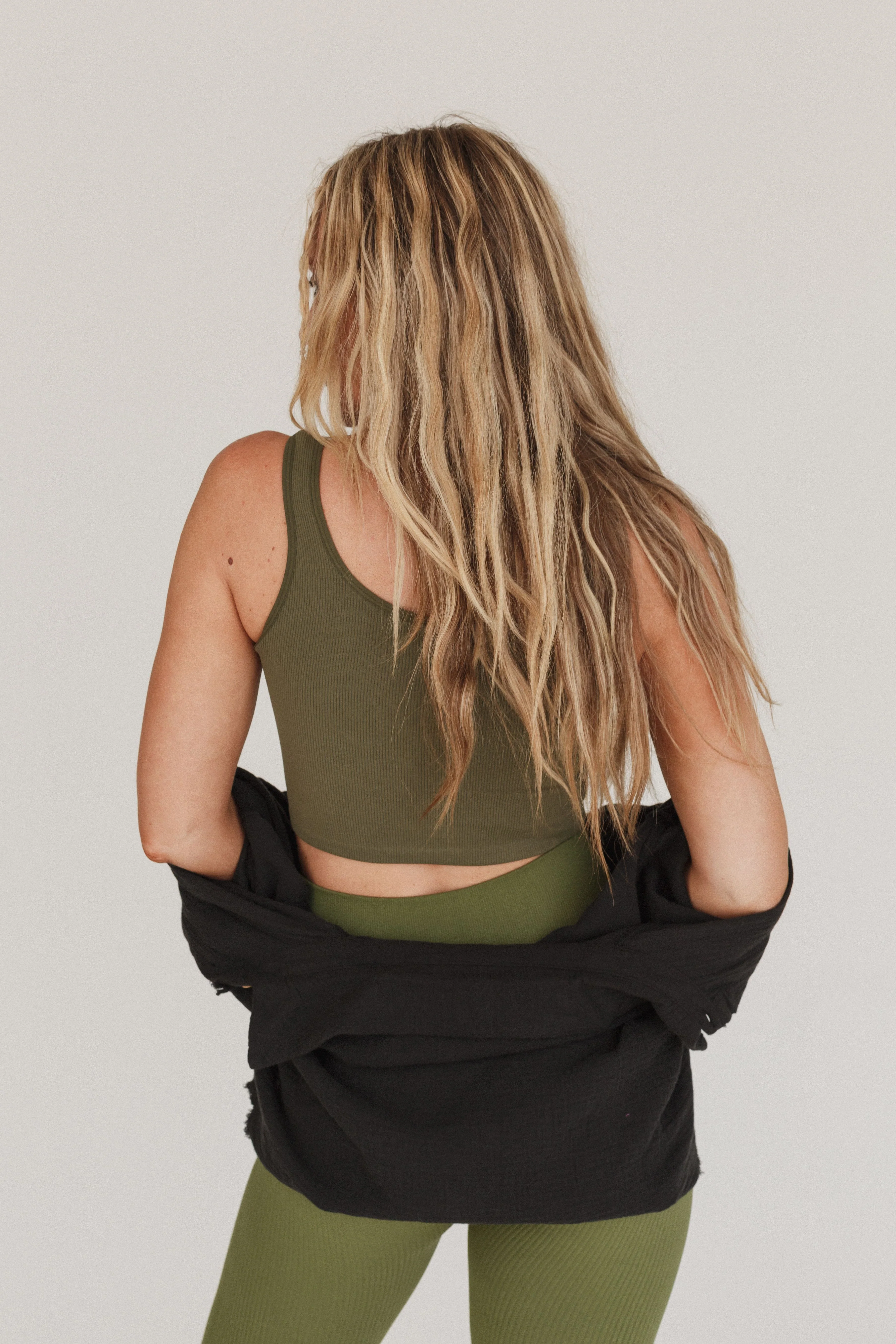 Hook It Up Ribbed Brami - Olive - Image 2