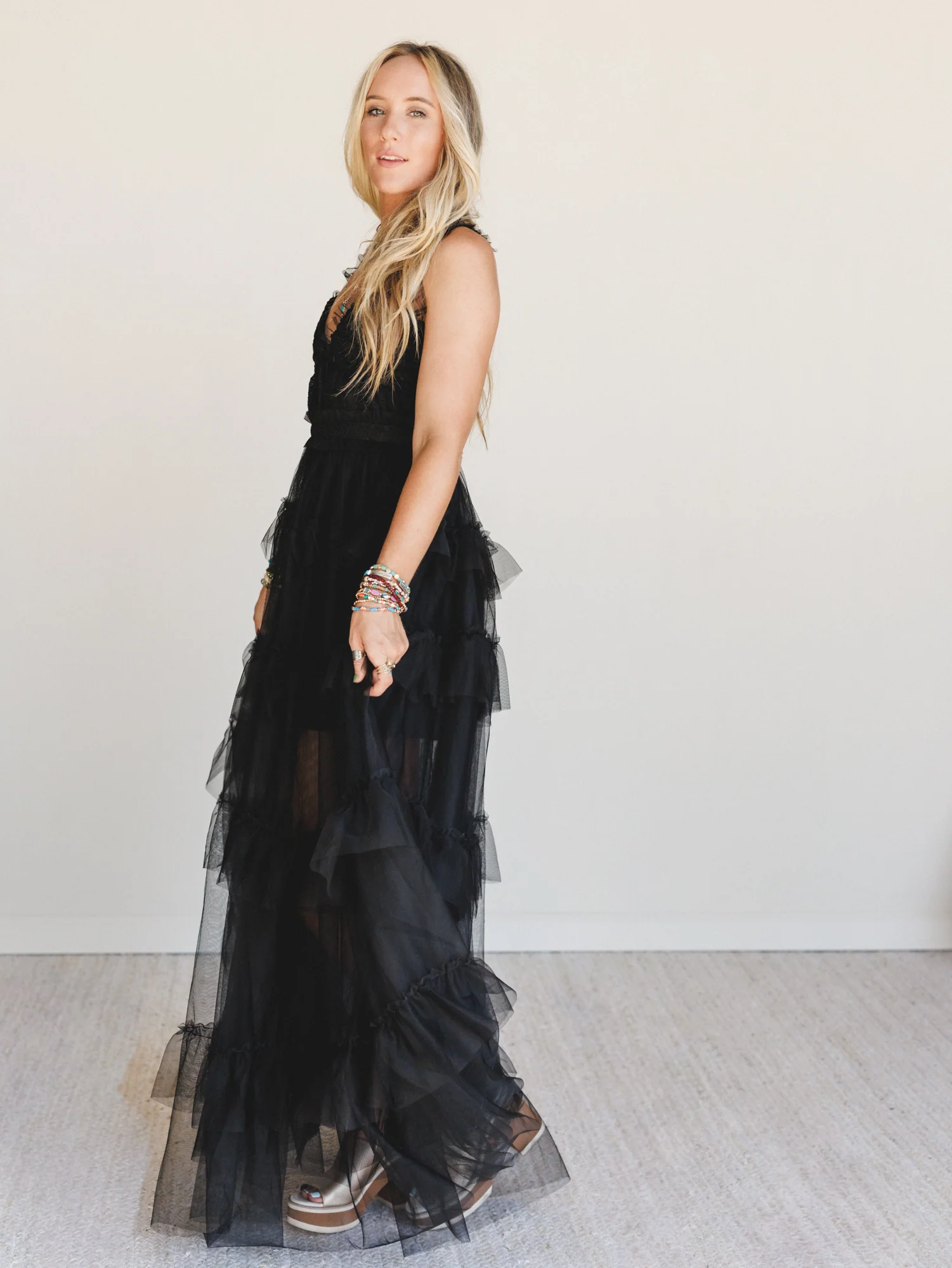Isley Lace Tiered Maxi Dress - Black - Image 4