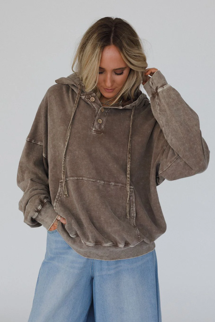 Janelle Peace Patch Sweatshirt Top - Coffee - Image 2