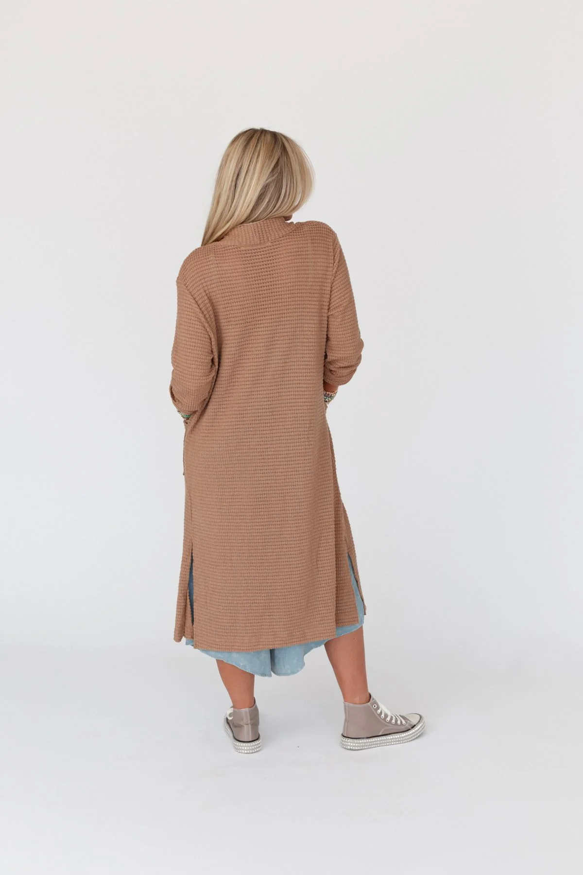 The Nest Jayde Waffle Knit Cardigan - Taupe - Image 5